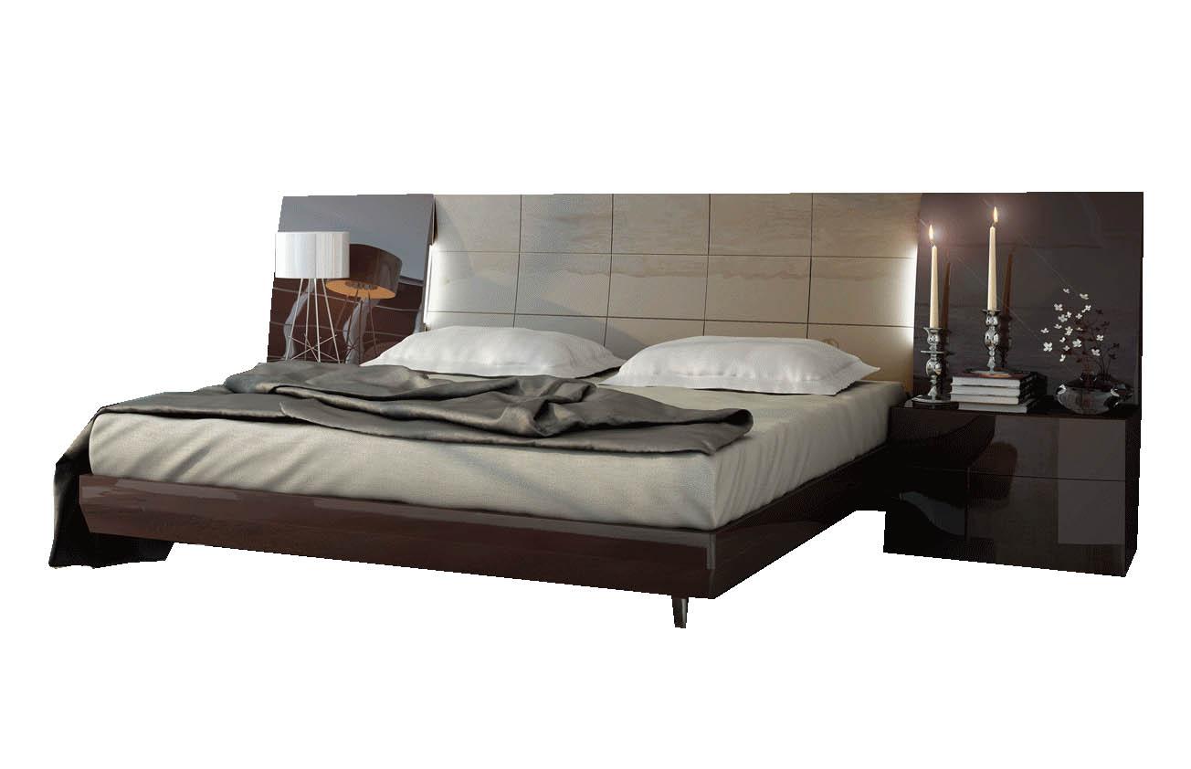 Contemporary Platform Bedroom Set Barcelona ESF-Barcelona-K-2N-3PC in Ivory, Chocolate 