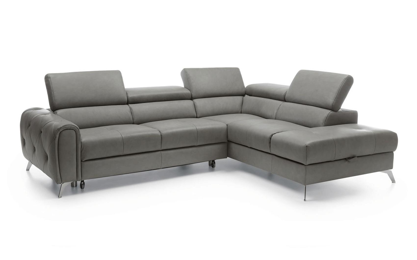 Contemporary, Modern Sectional Sofa Bed Camelia CAMELIASECTIONALRIGH in Gray Genuine Leather