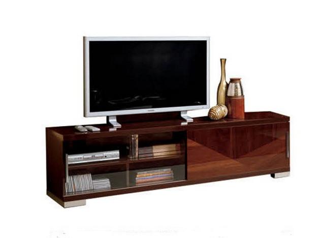 

    
High Gloss Walnut Lacquer Entertainment Unit Made in Italy ESF Capri
