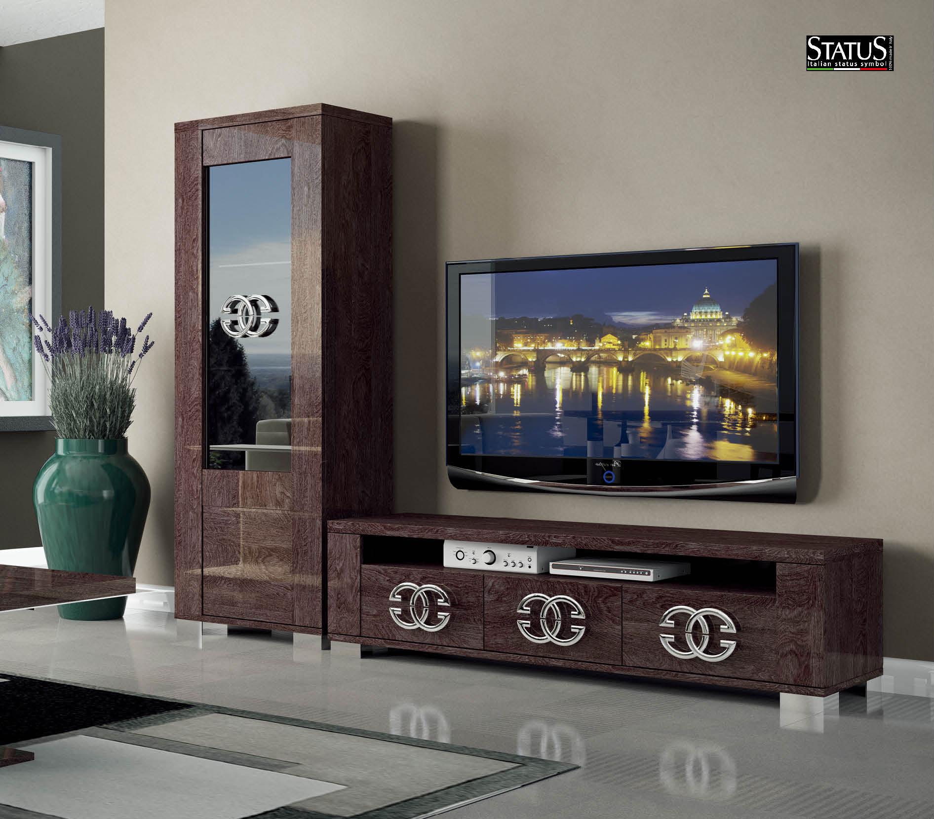 

    
High Gloss Wenge 3-Door TV Stand Contemporary Made in Italy ESF Prestige
