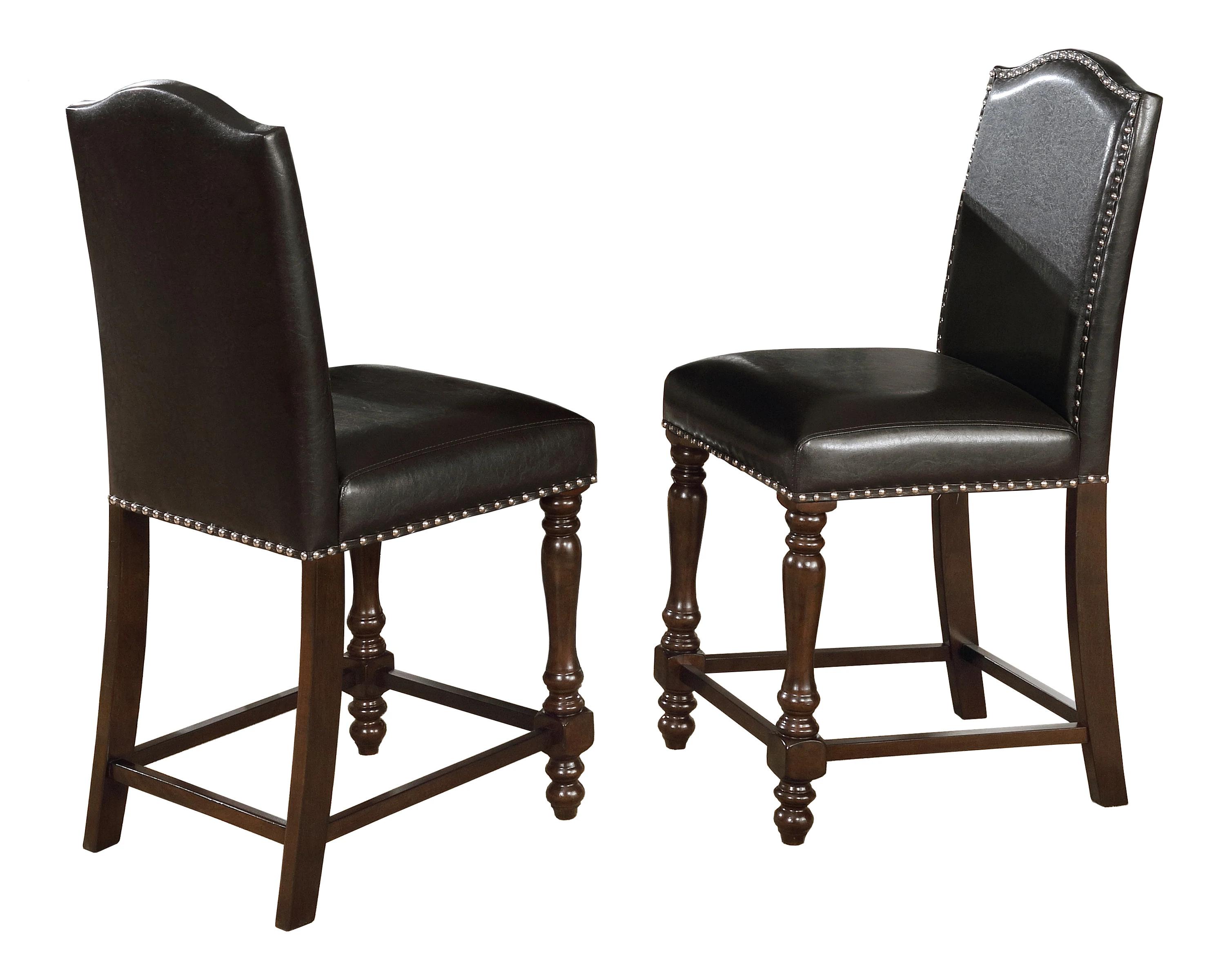 Traditional, Farmhouse Counter Chair Set Langley 2766S-24-ESP-2pcs in Black PU