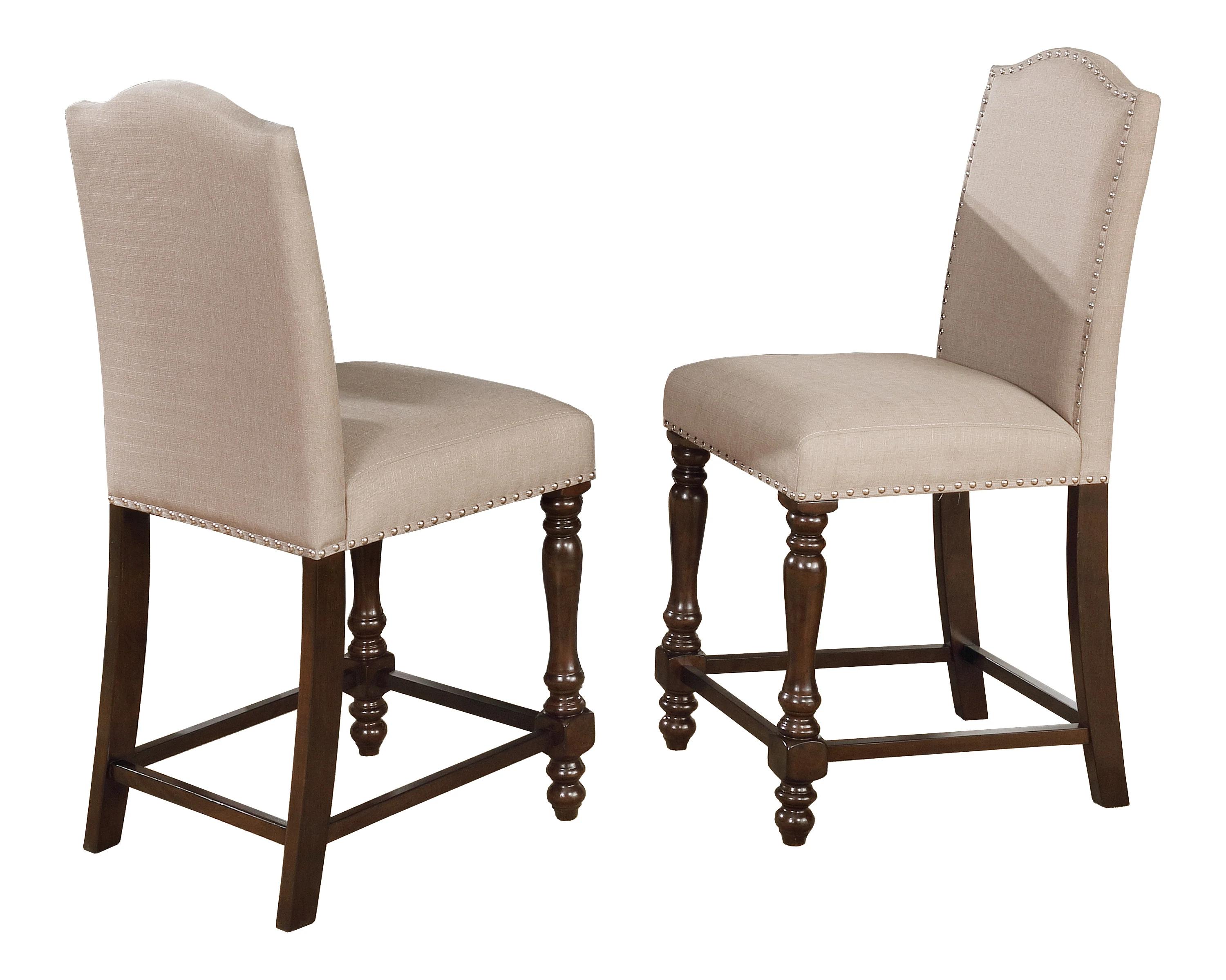 Traditional, Farmhouse Counter Chair Set Langley 2766S-24-TAU-2pcs in Taupe Linen