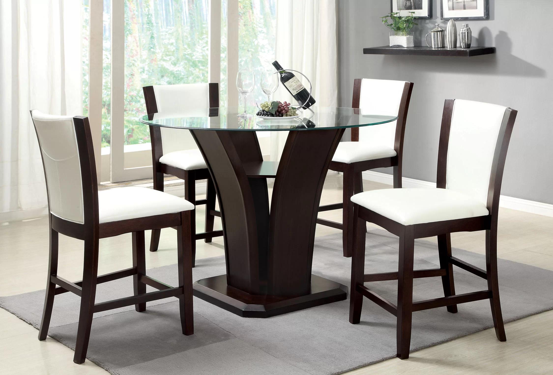 

    
Espresso & White PU Counter Dining Set by Crown Mark Camelia 1710T-54-5pcs
