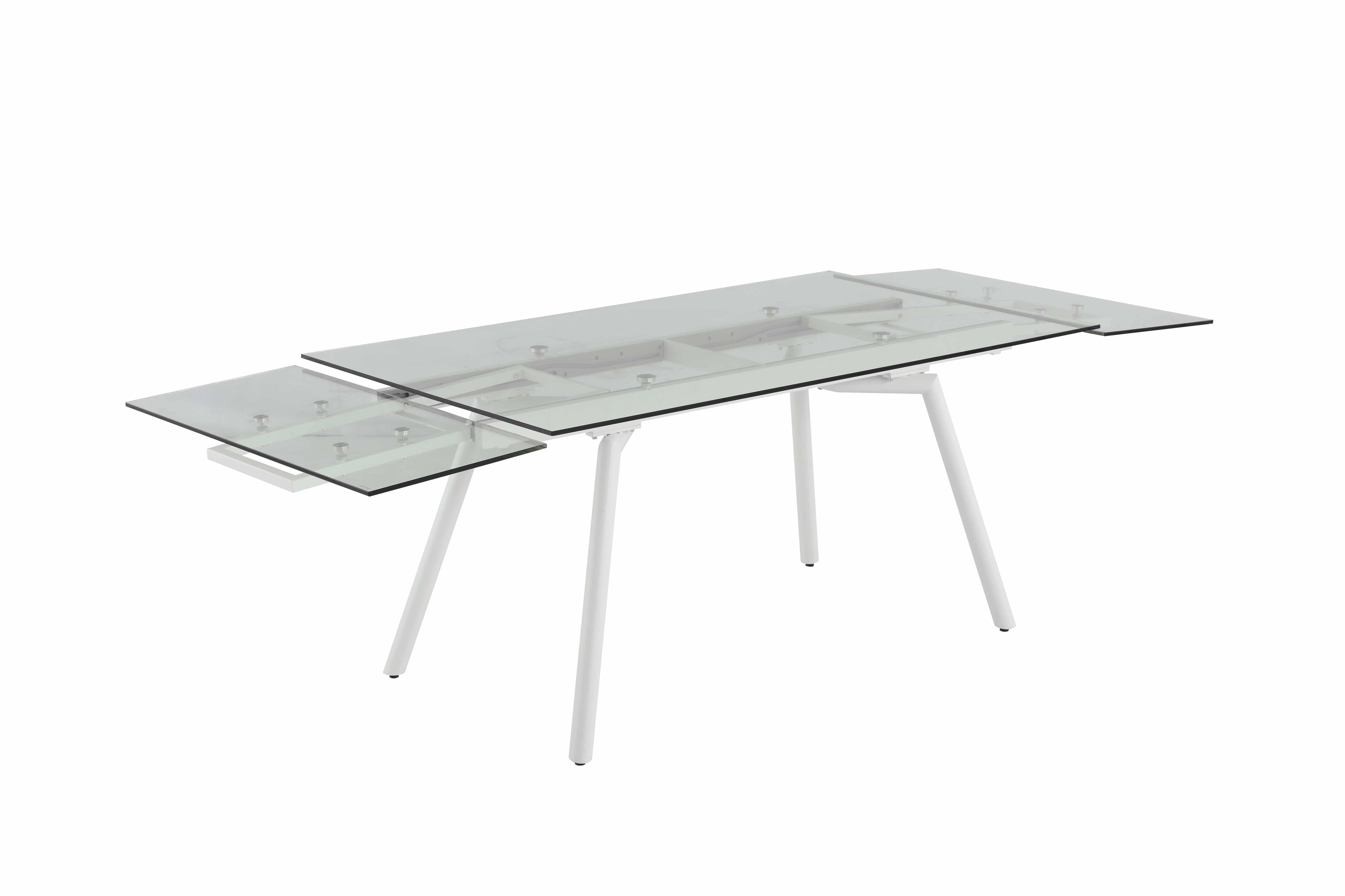 

    
Extendable Glass Top Dining Table Contemporary Alicia by Chintaly Imports

