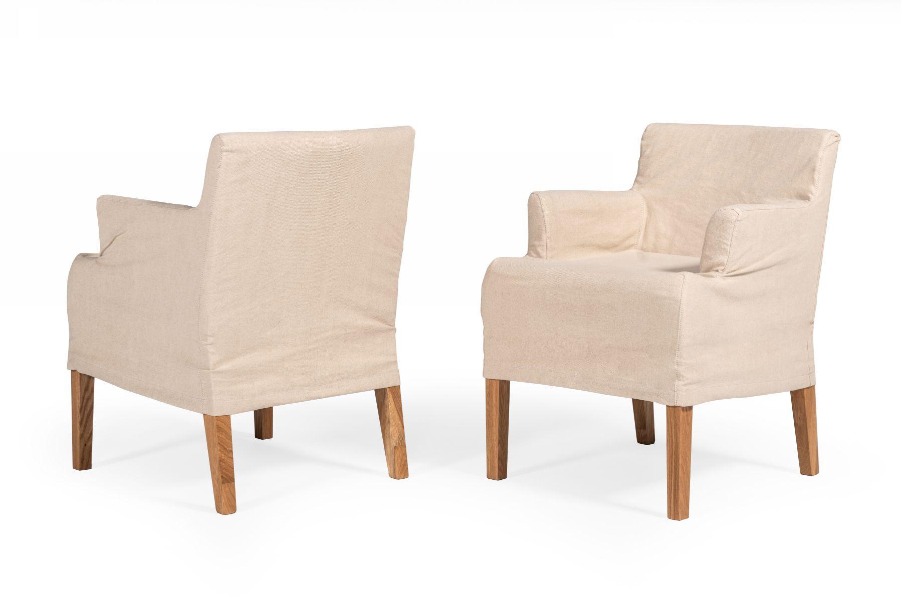 Contemporary, Modern Arm Chair Set Axtell VGAFSH13-ARMCH1-2pcs in Oak, Brown Fabric