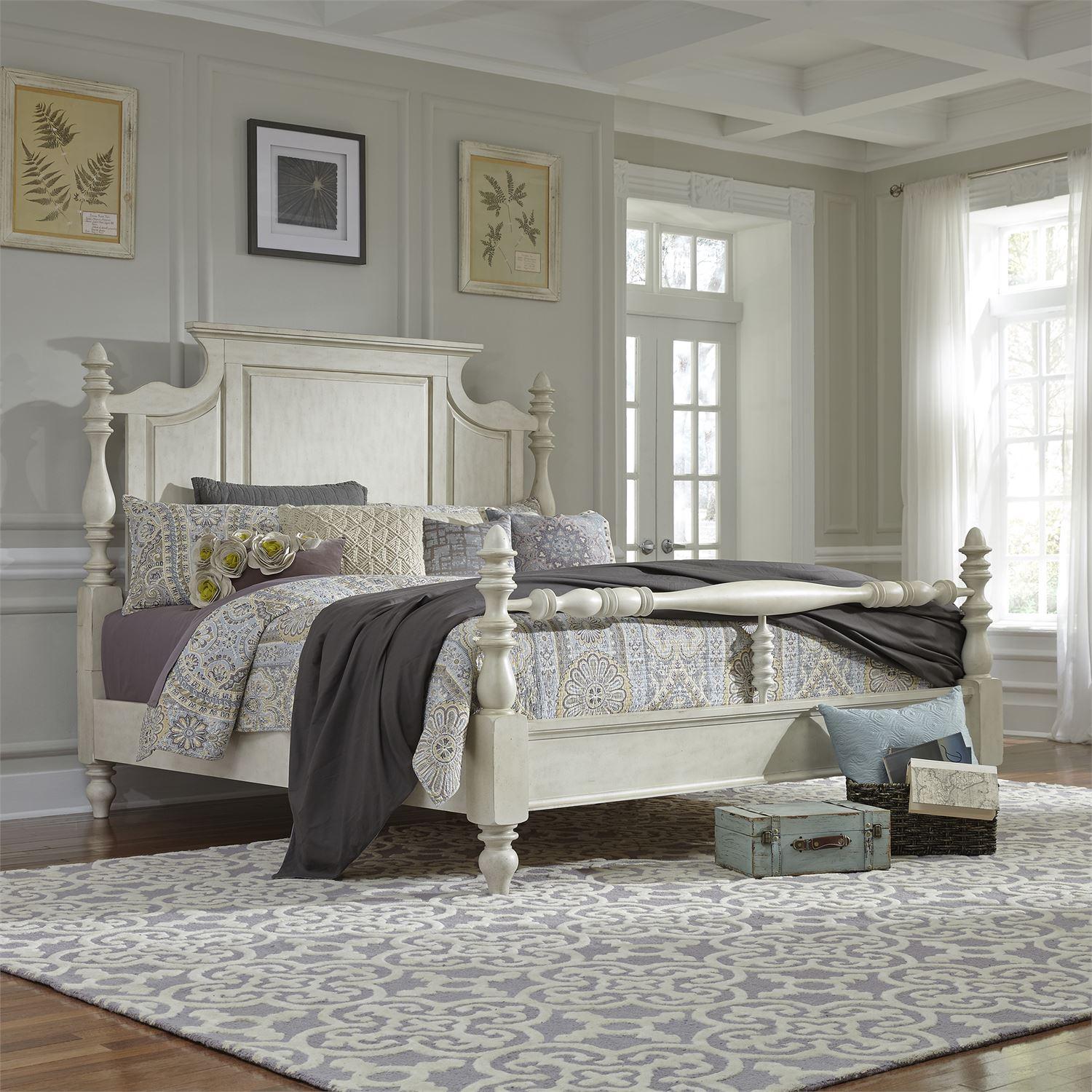 Farmhouse Poster Bed High Country  (697-BR) Poster Bed 697-BR-QPS in White 