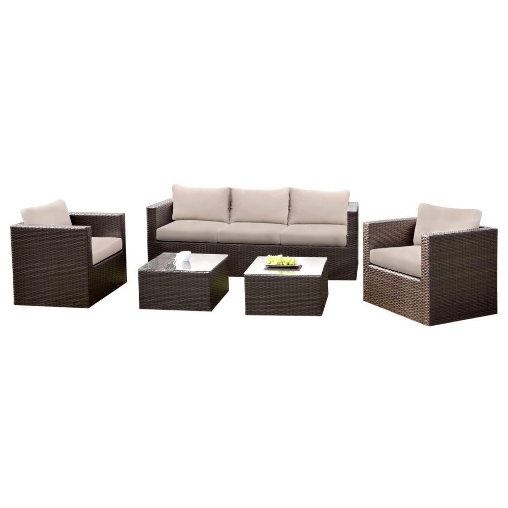

    
Espresso & Beige Patio Sofa Set 5 OLINA CM-OS1820IV Furniture of America Modern
