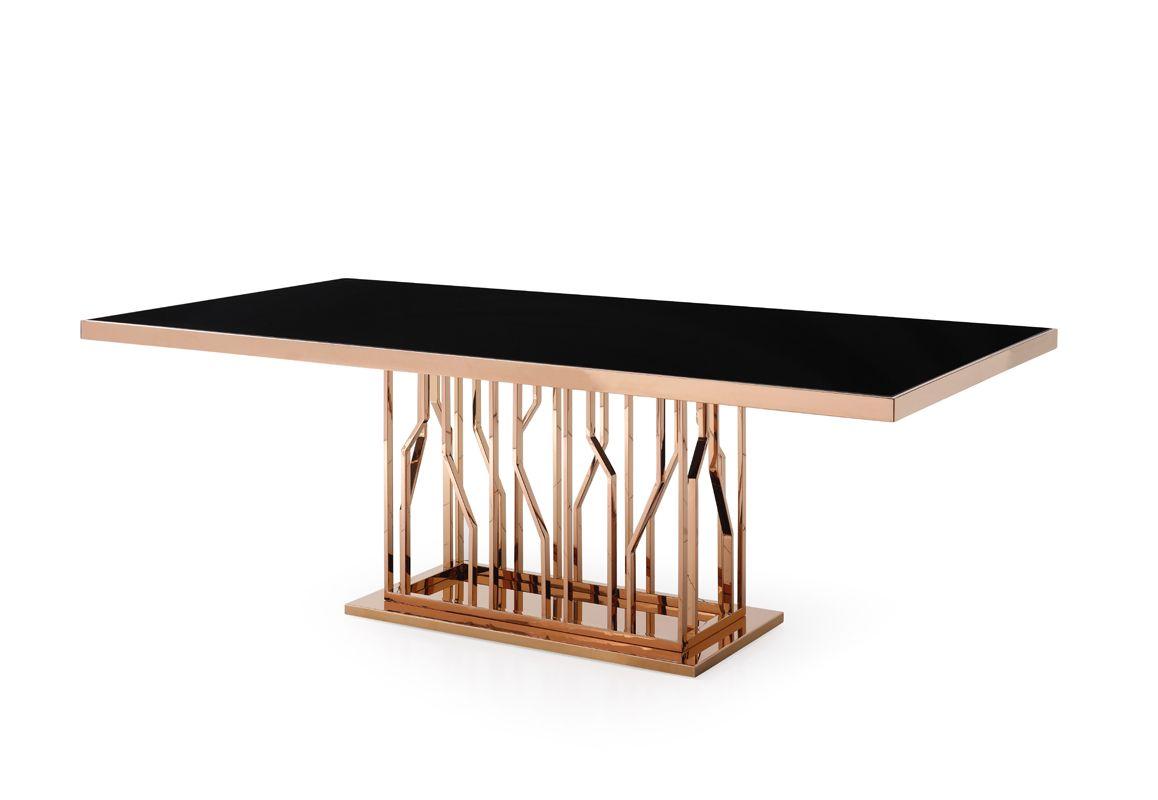 

    
Modern Black Glass & Rosegold Dining Table by VIG Modrest Marston
