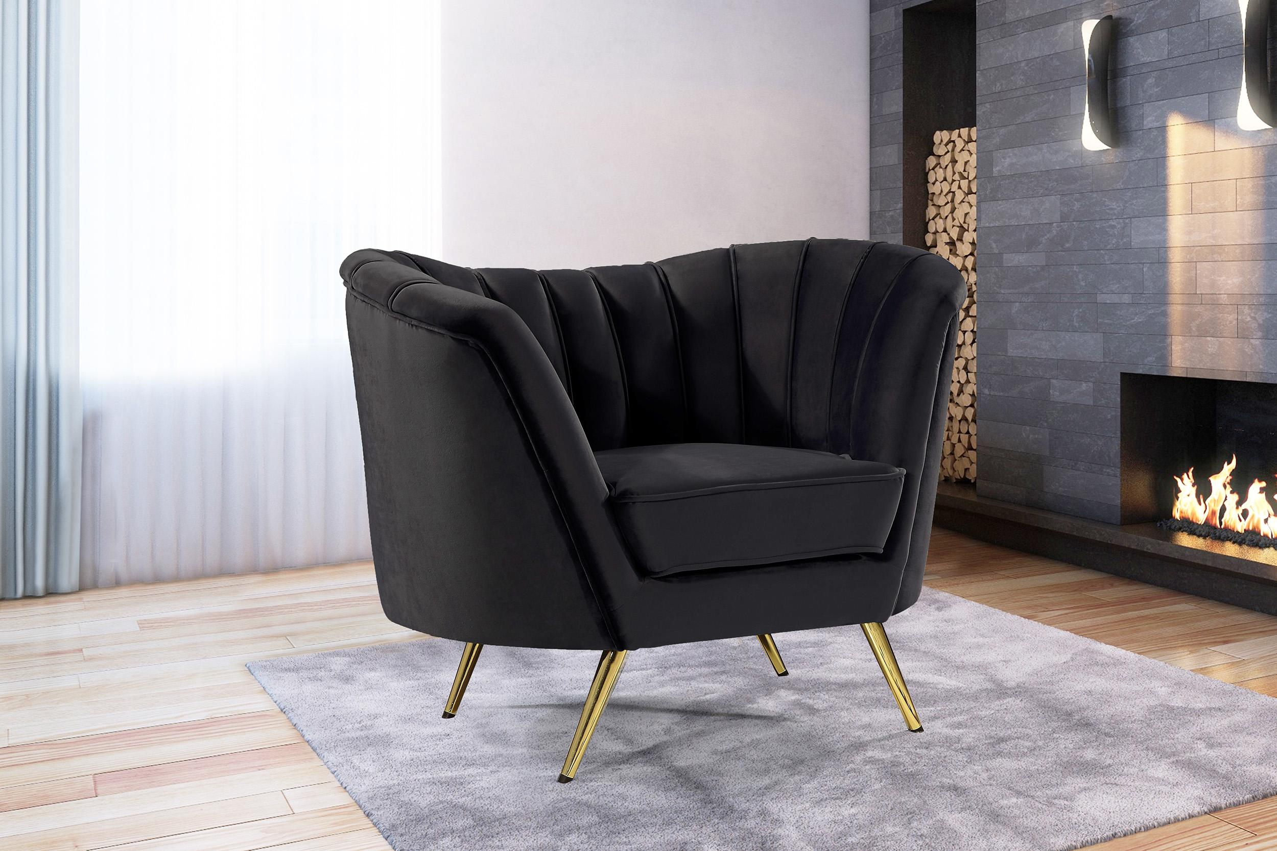 

    
Glam Black Velvet Accent Chair Margo 622Black-C Meridian Contemporary Modern
