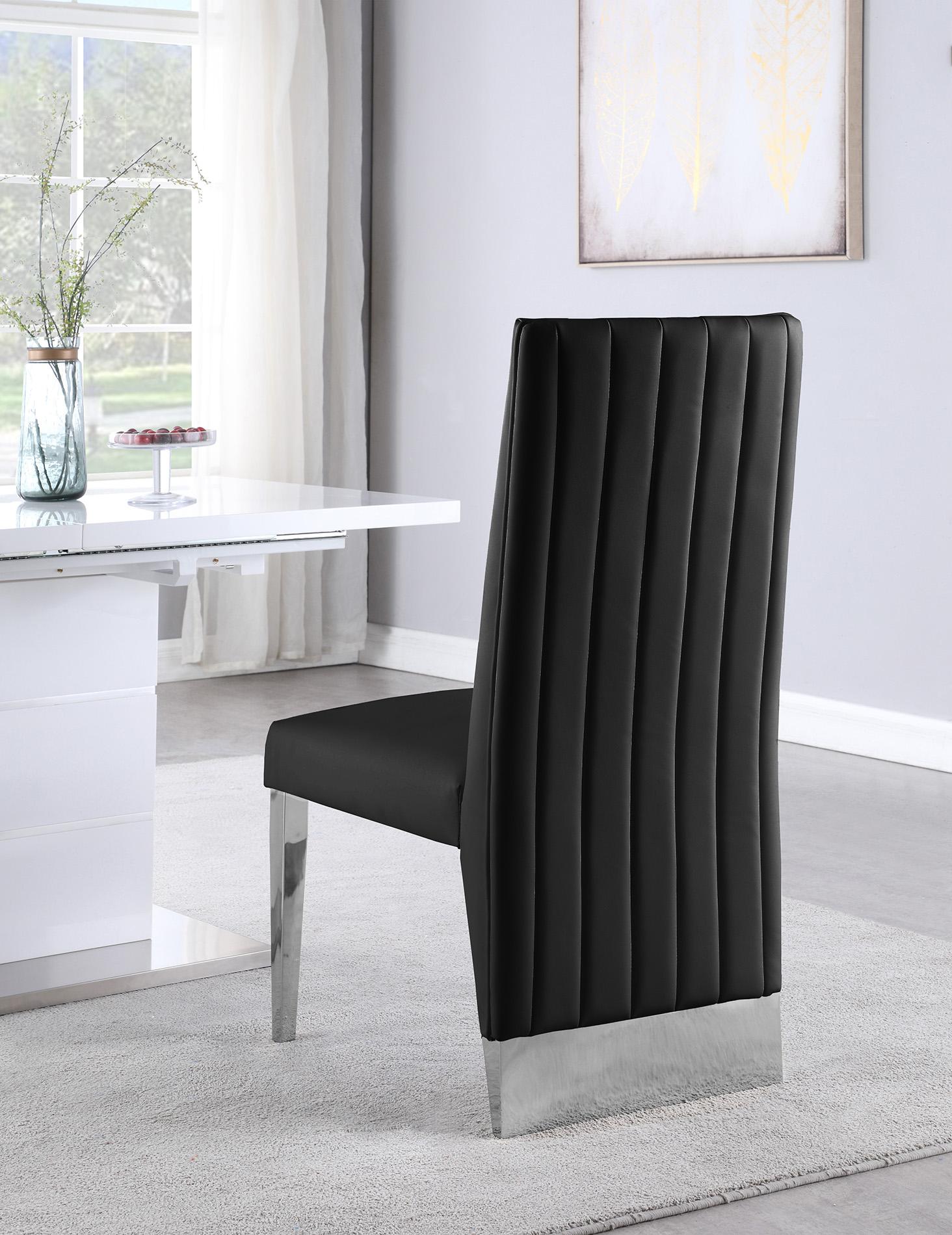 

        
Meridian Furniture PORSHA 750Black-C Dining Side Chair Chrome/Black Faux Leather 704831407181
