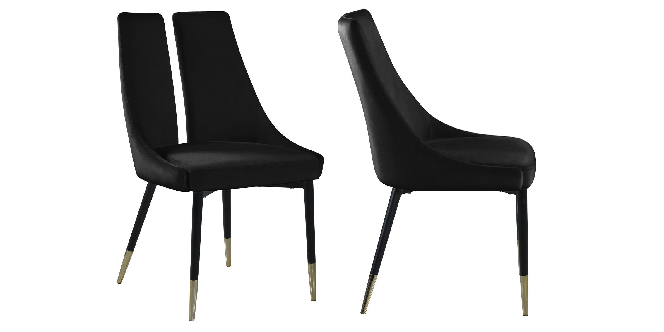 

        
Meridian Furniture SLEEK 944Black-C Dining Chair Set Gold/Black Velvet 753359807003
