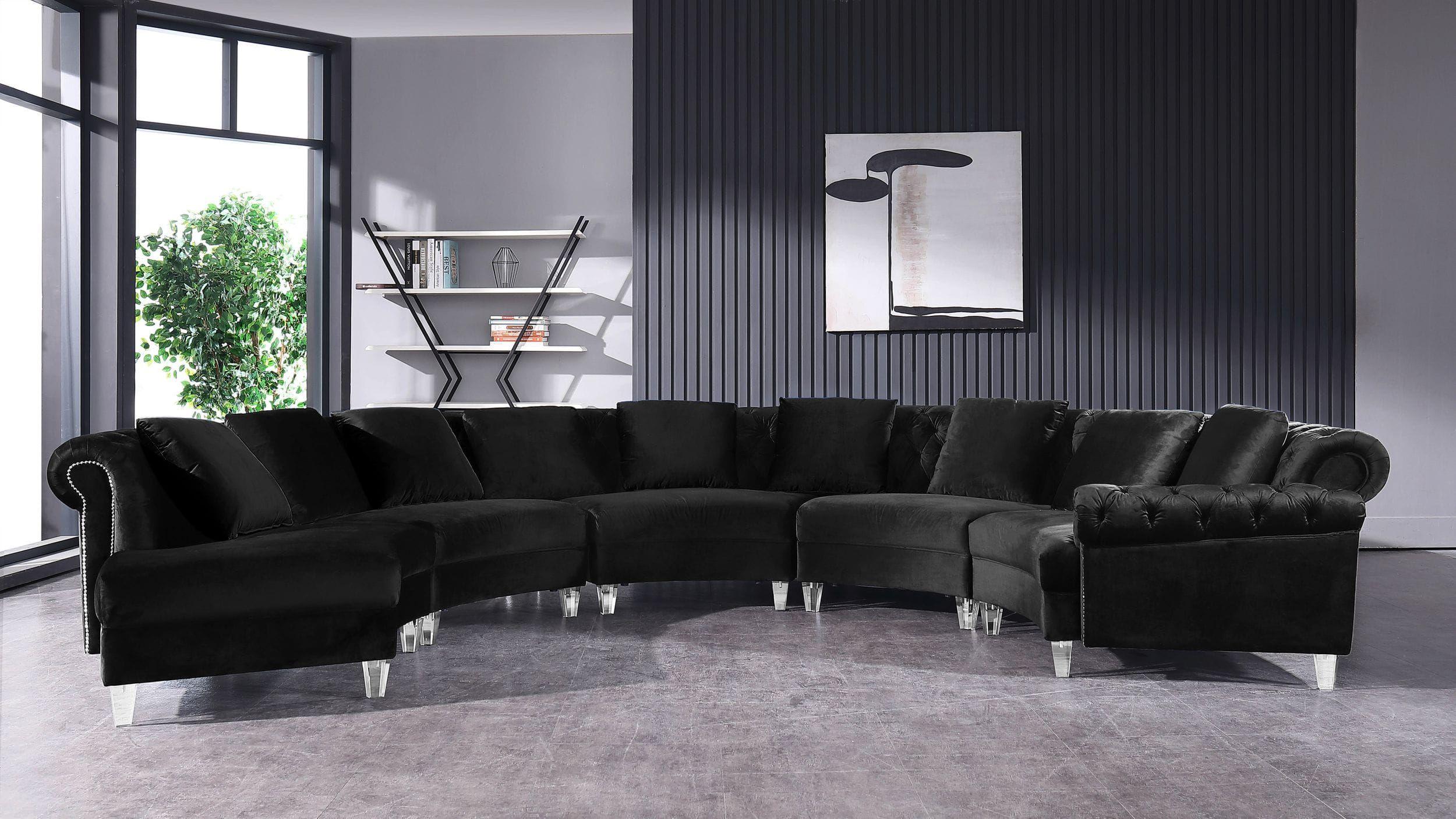

    
Glam Black Velvet Tufted Circular Sectional Sofa Divani Casa Darla VIG Modern
