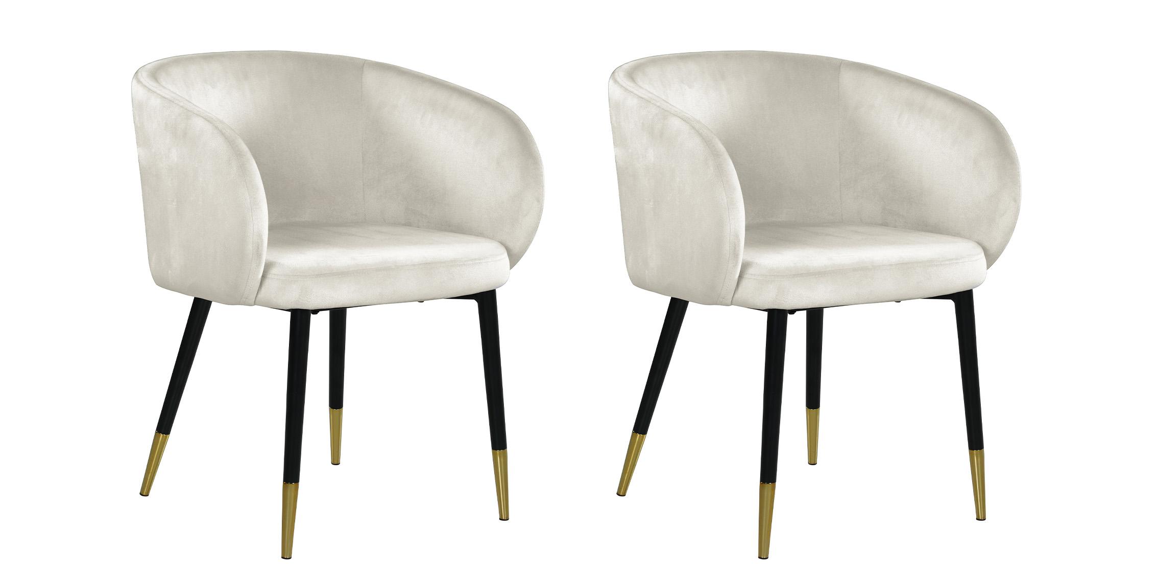 

    
Glam Cream Velvet Dining Chair Set 2Pcs LOUISE 733Cream Meridian Contemporary

