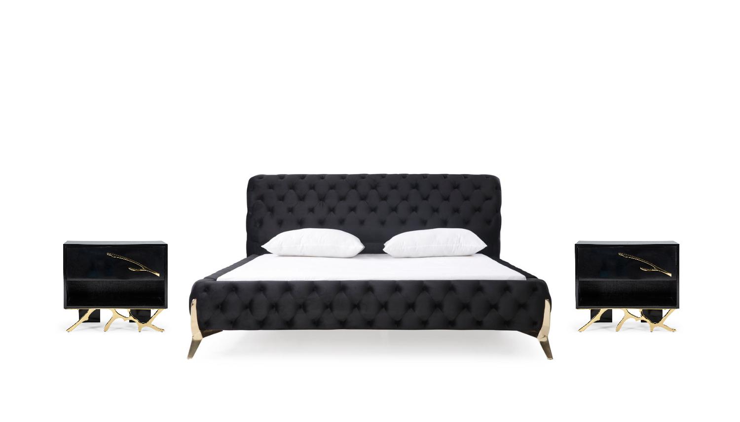 

    
Modern Black Velvet & Gold King Size Panel Bedroom Set 3Pcs by VIG Modrest Legend
