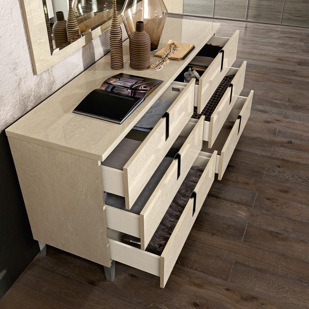 Contemporary, Modern Dresser and Chest Ambra AMBRADOUBLEDRESSER in Ivory 