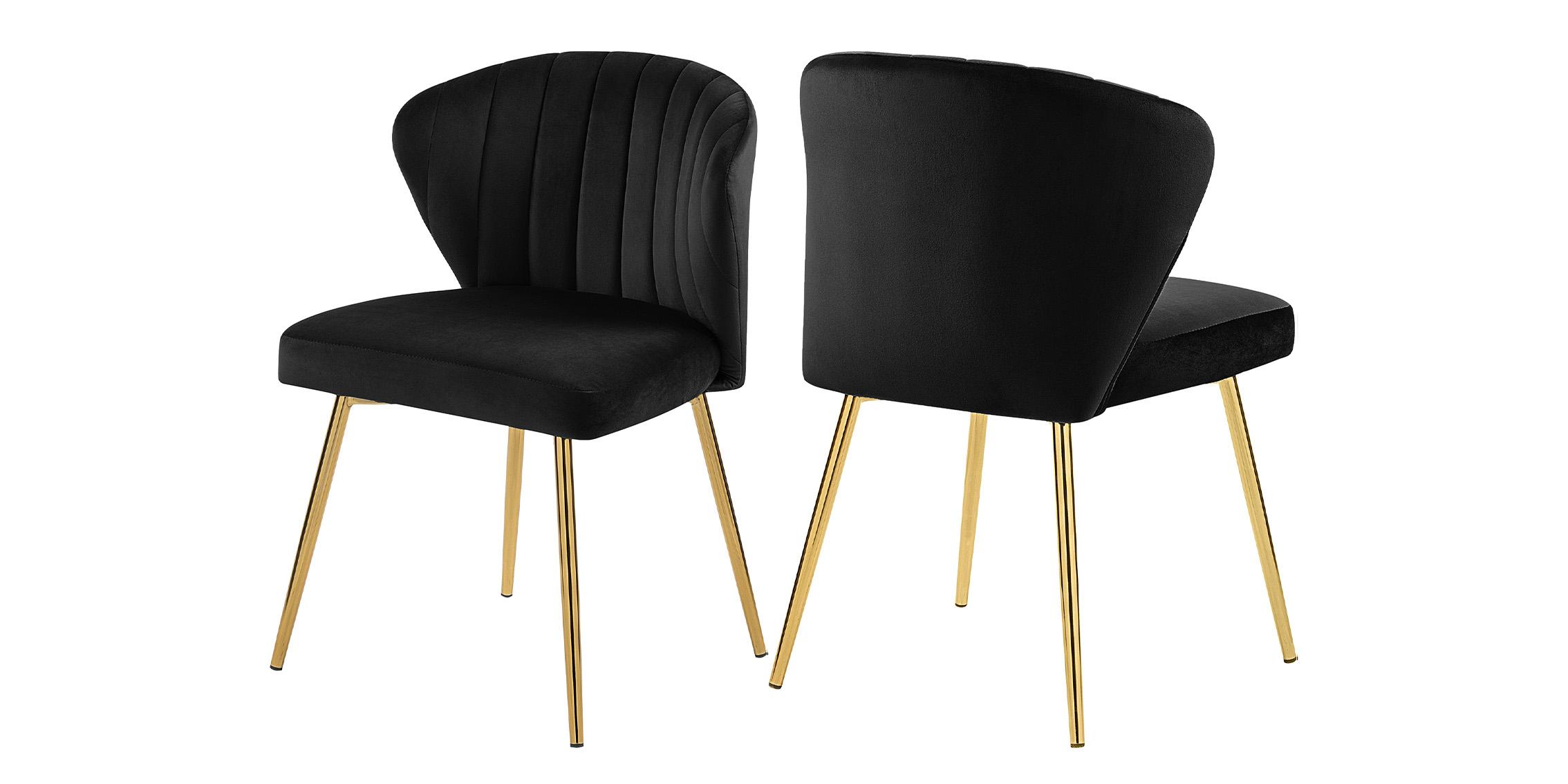

    
Glam Gold & Black Velvet Dining Chair Set 2Pcs FINLEY 707Black Meridian Modern
