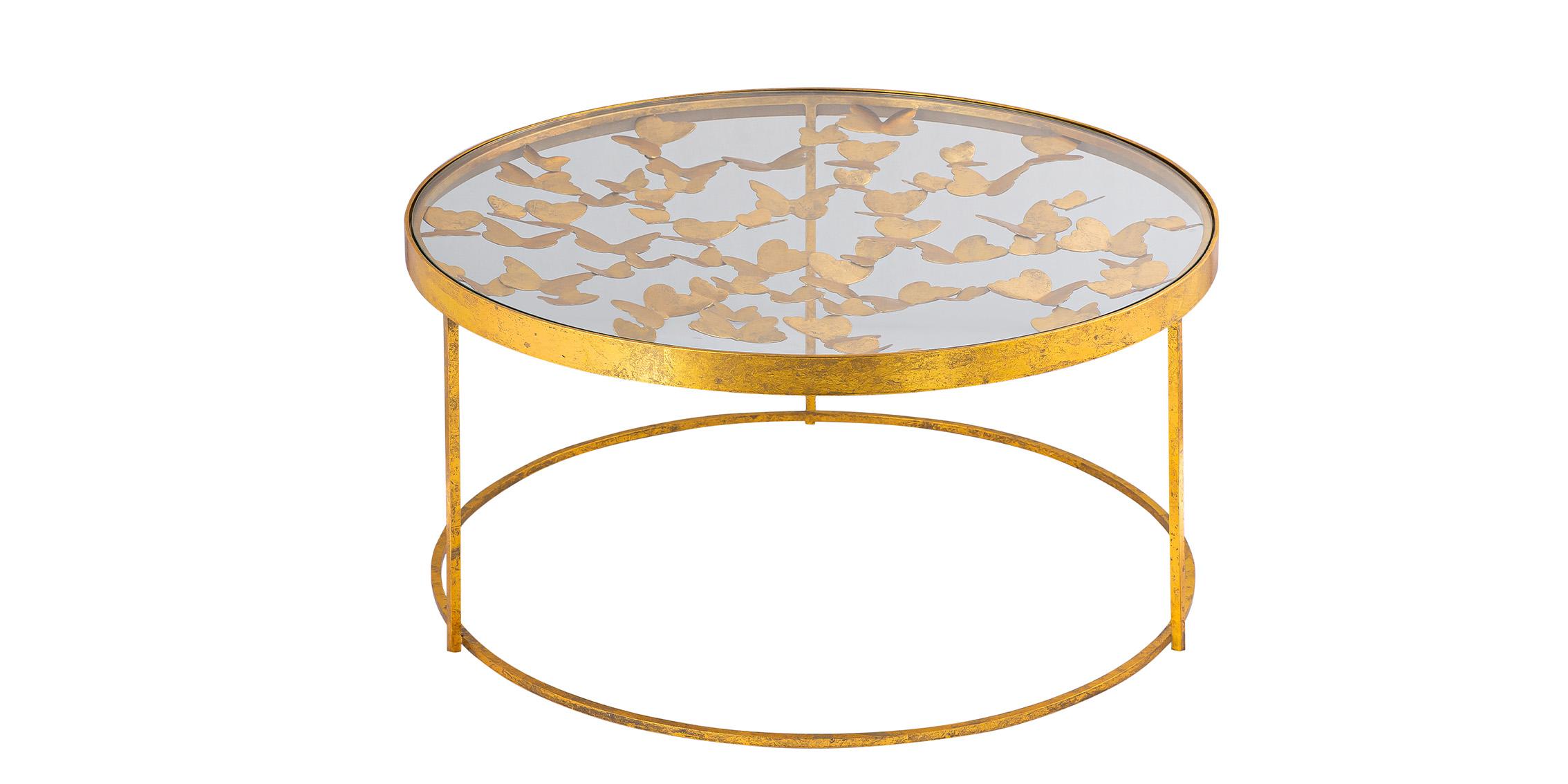

    
Glam Gold Foil & Glass Top Coffee Table BUTTERFLY 470-C Meridian Modern
