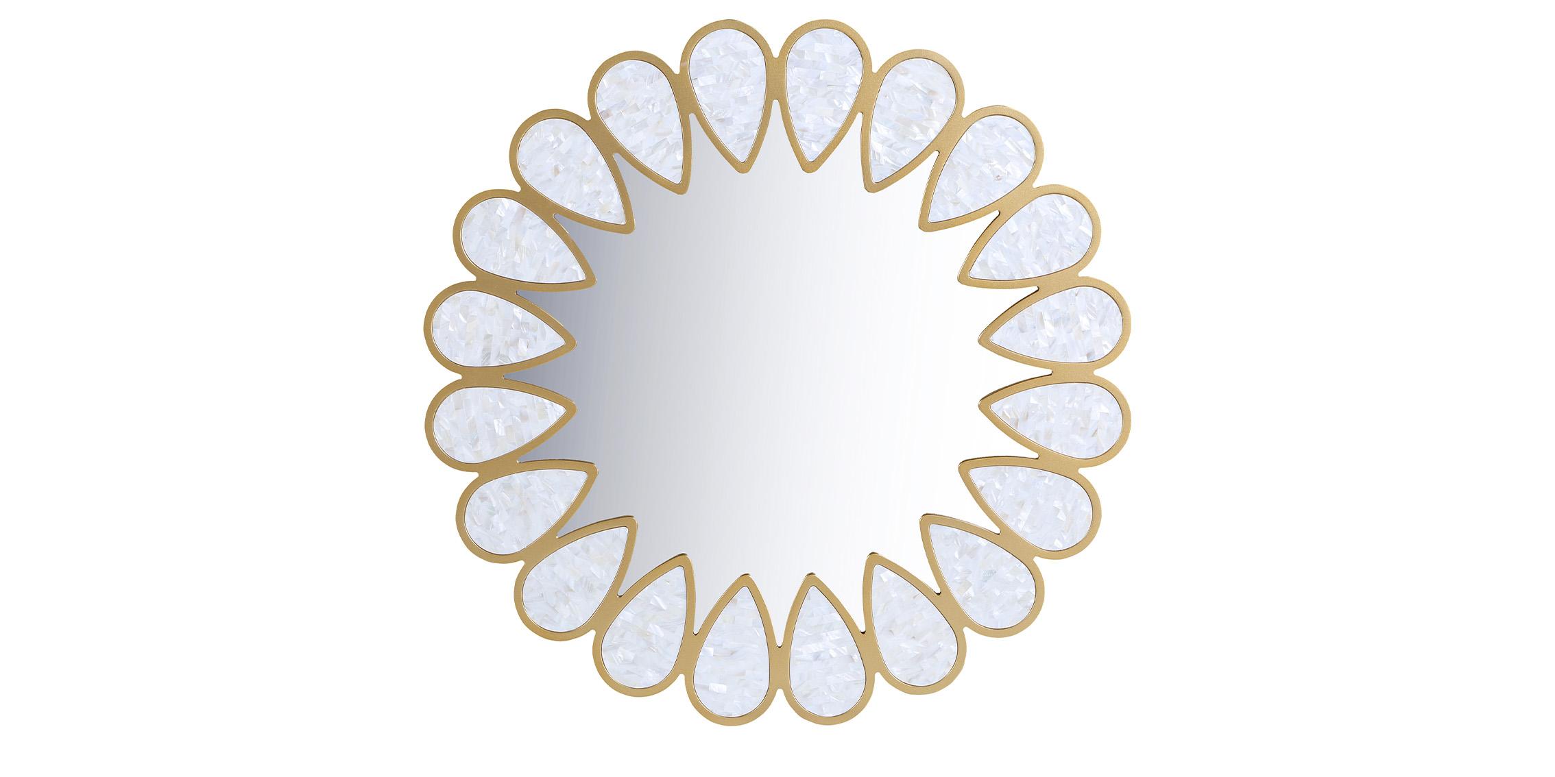 Contemporary, Modern Mirror SHELL 444-M 444-M in White, Gold 