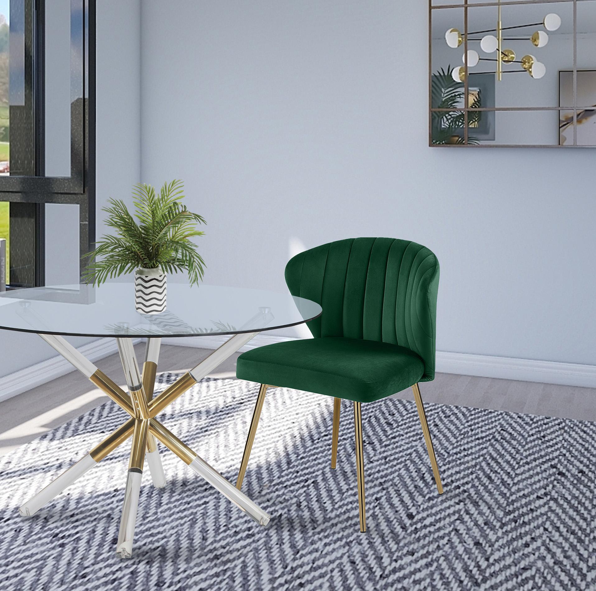 

        
Meridian Furniture FINLEY 707Green Dining Chair Set Green/Gold Velvet 753359801025
