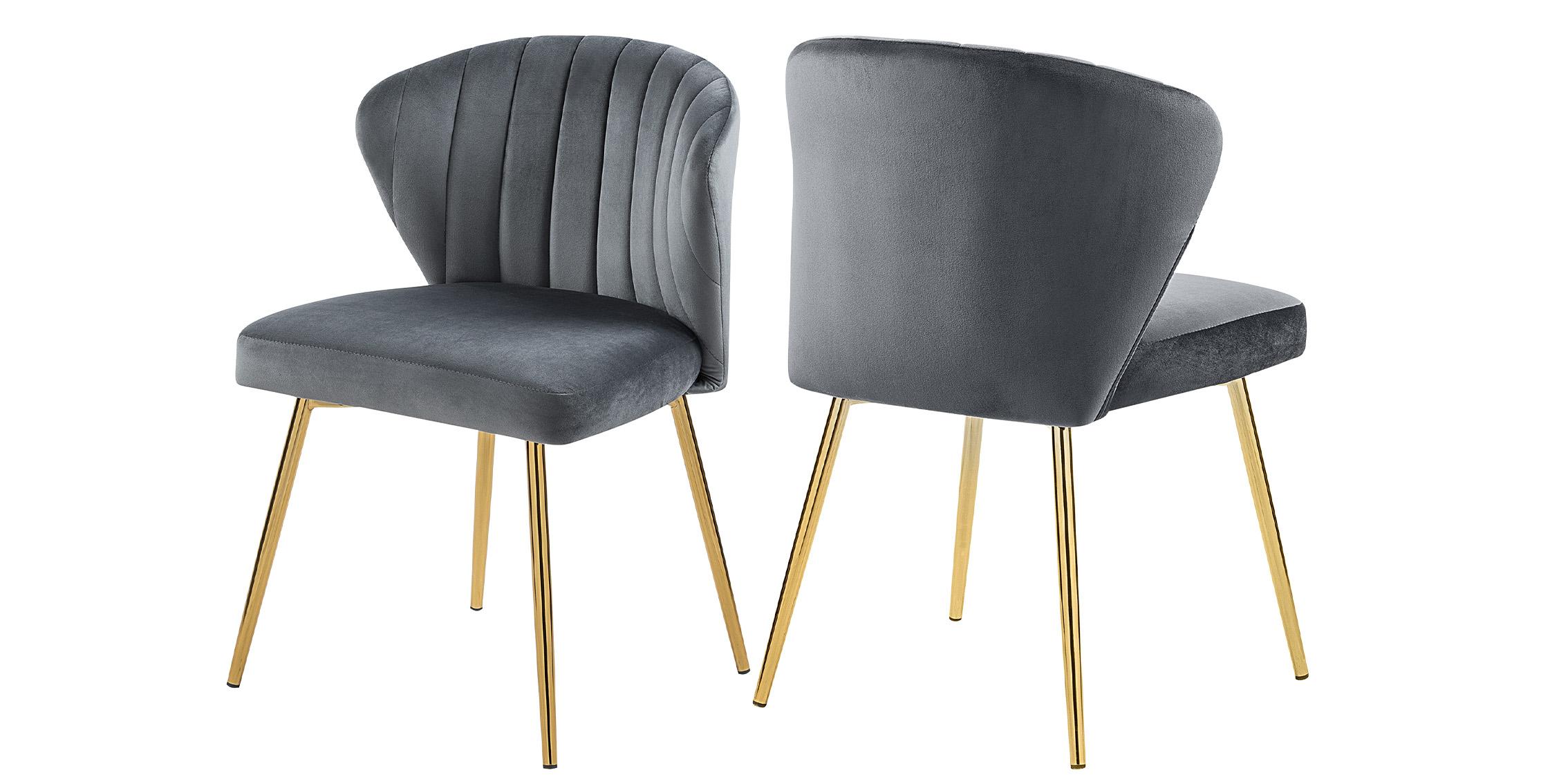 

    
Glam Gold & Grey Velvet Dining Chair Set 2Pcs FINLEY 707Grey Meridian Modern

