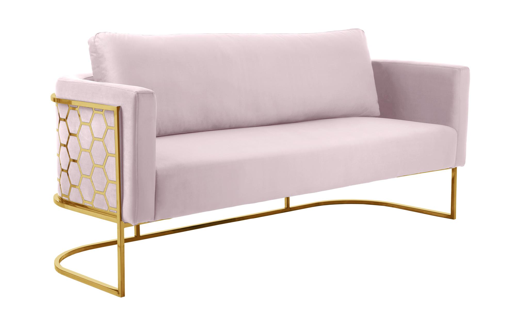 Contemporary Sofa CASA 692Pink-S 692Pink-S in Pink, Gold Velvet