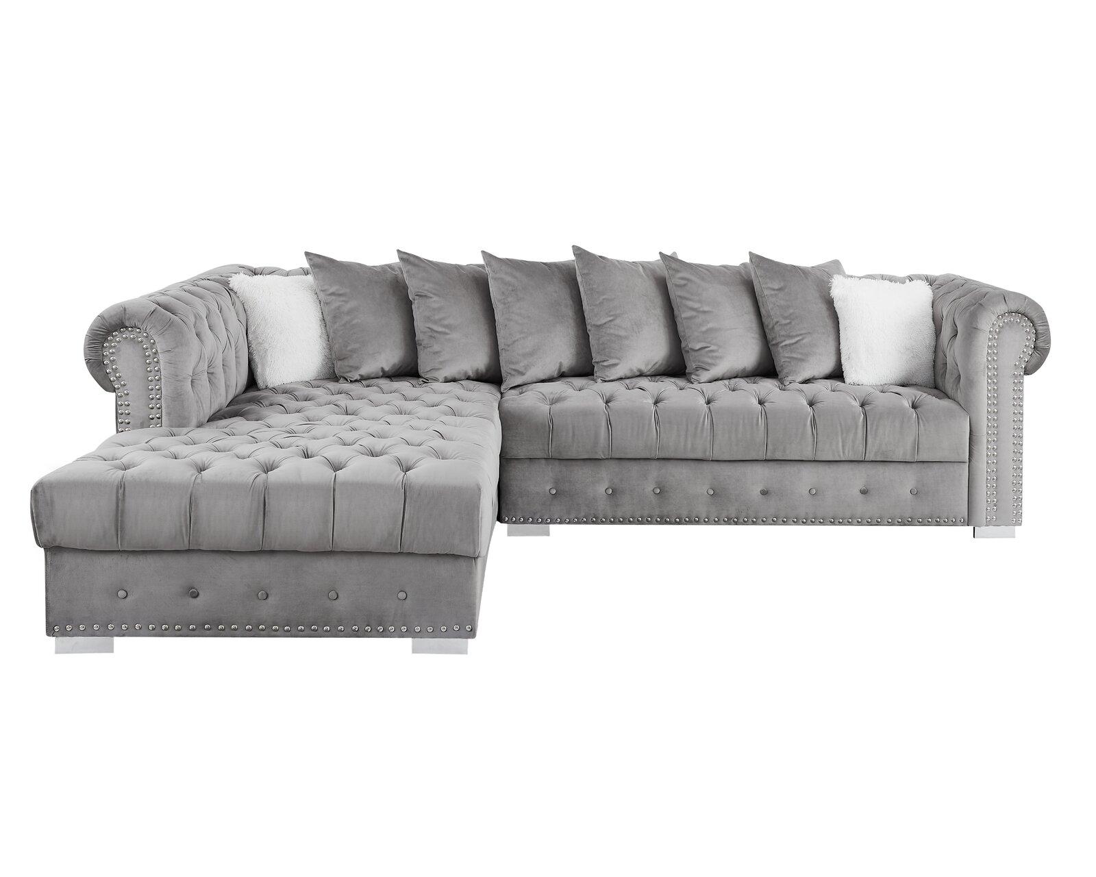 Contemporary, Modern Sectional Sofa MONICA GHF-808857713810 in Gray Fabric