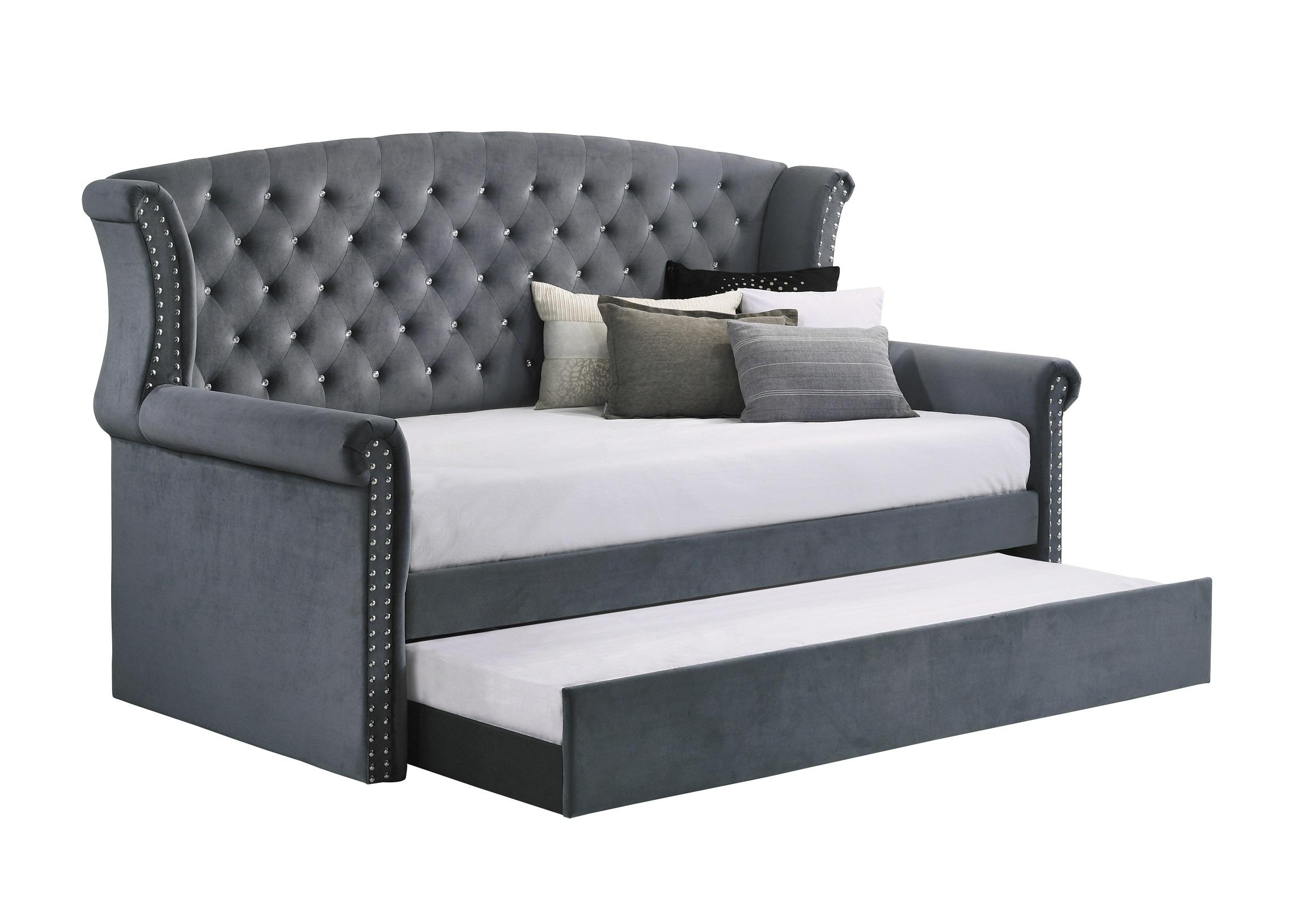 Contemporary Daybed w/Trundle 300641 Scarlett 300641 in Gray Velvet