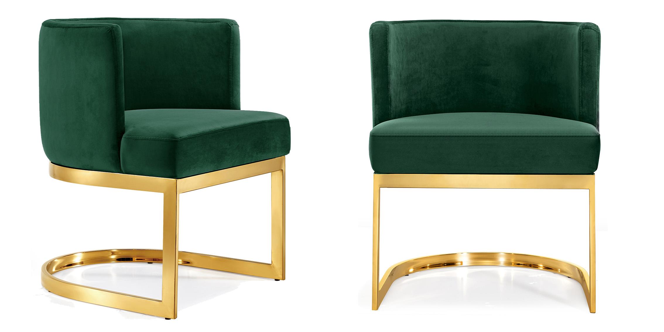 Contemporary, Modern Dining Chair Set Gianna 718Green-C 718Green-C-Set-2 in Green, Gold Velvet