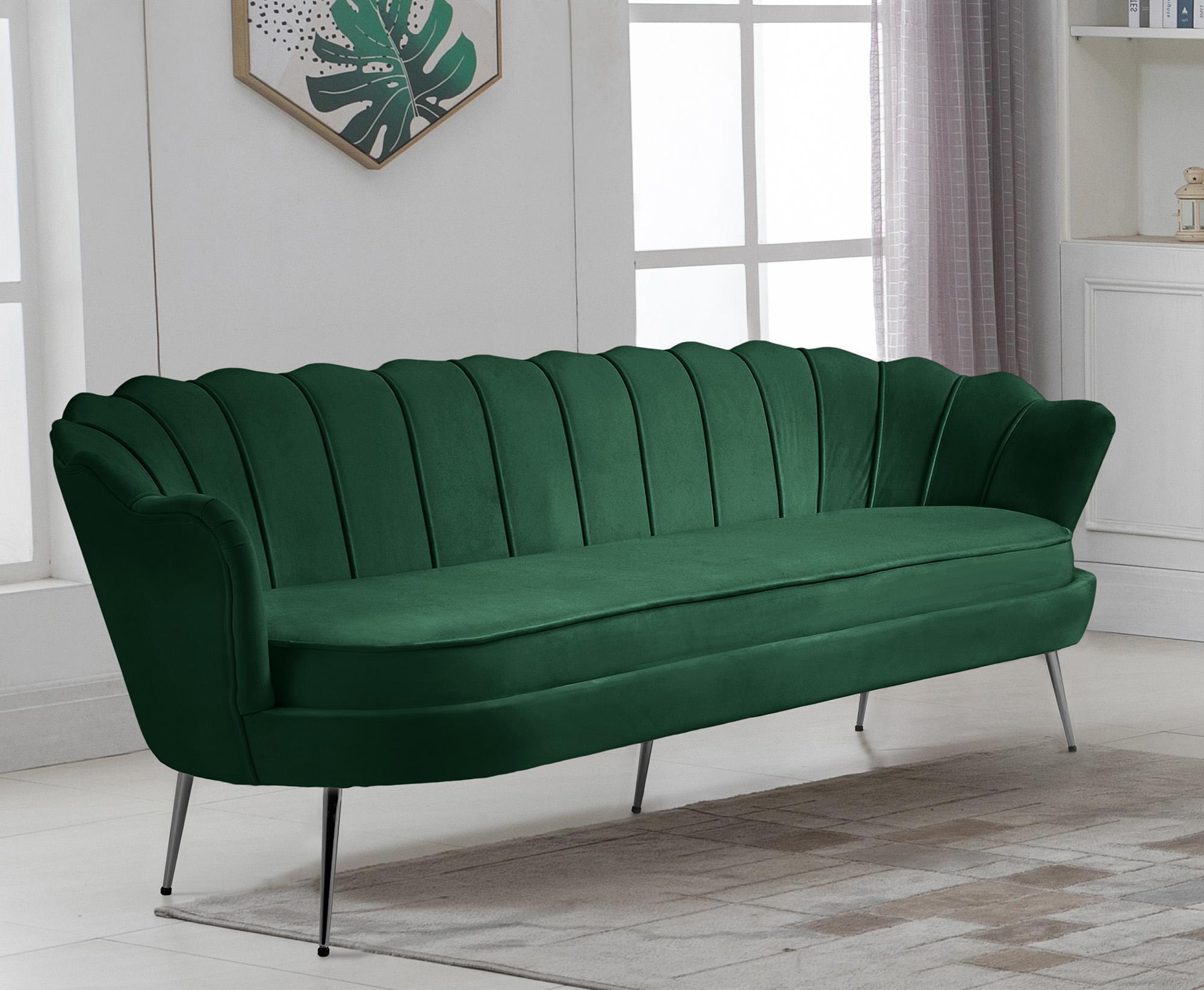 

    
Glam GREEN Velvet Channel Tufted Sofa GARDENIA 684Green-S Meridian Contemporary
