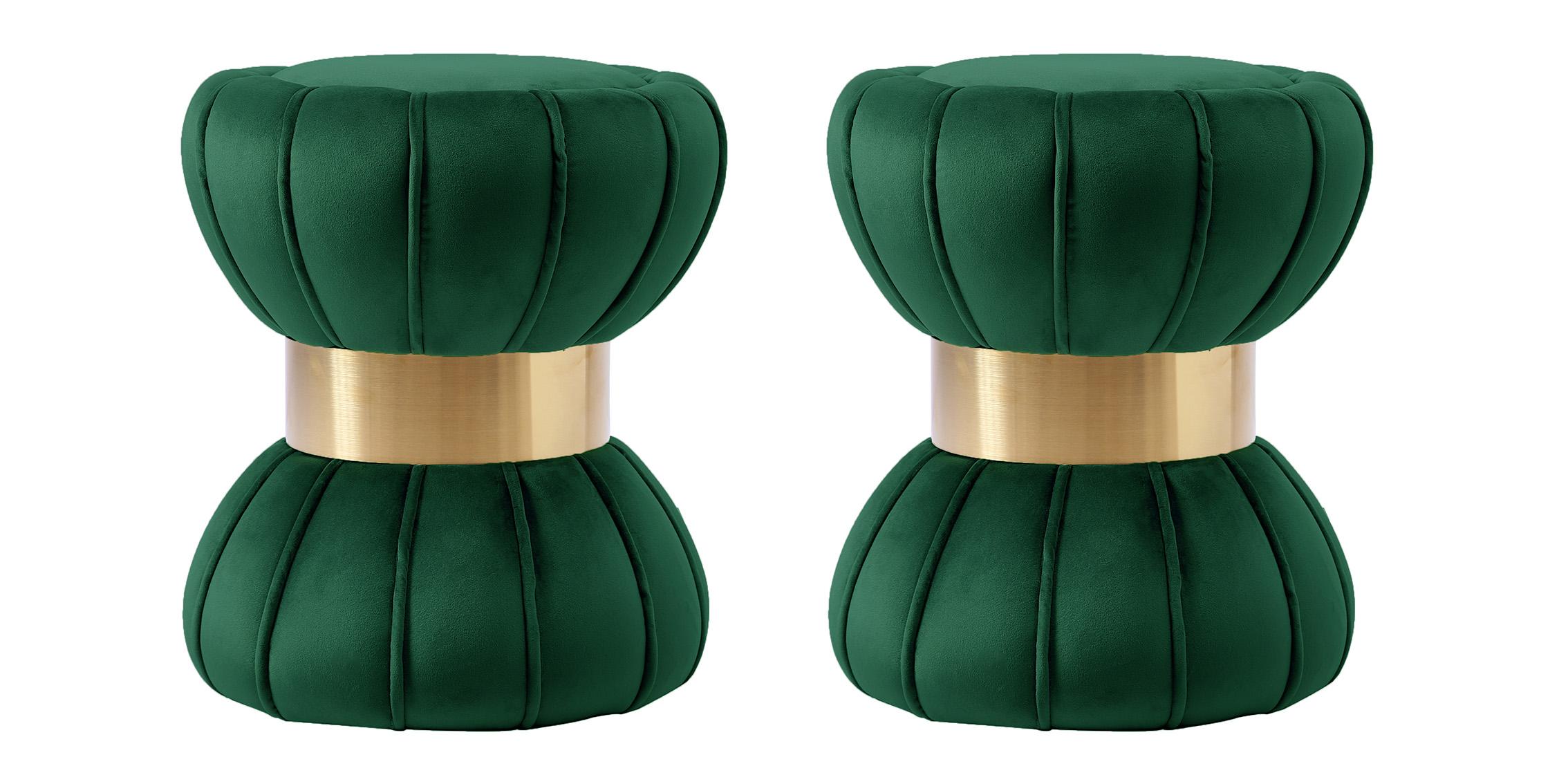 

    
Glam Green Velvet Ottoman Set 2Pcs VINO 145Green Meridian Contemporary Modern
