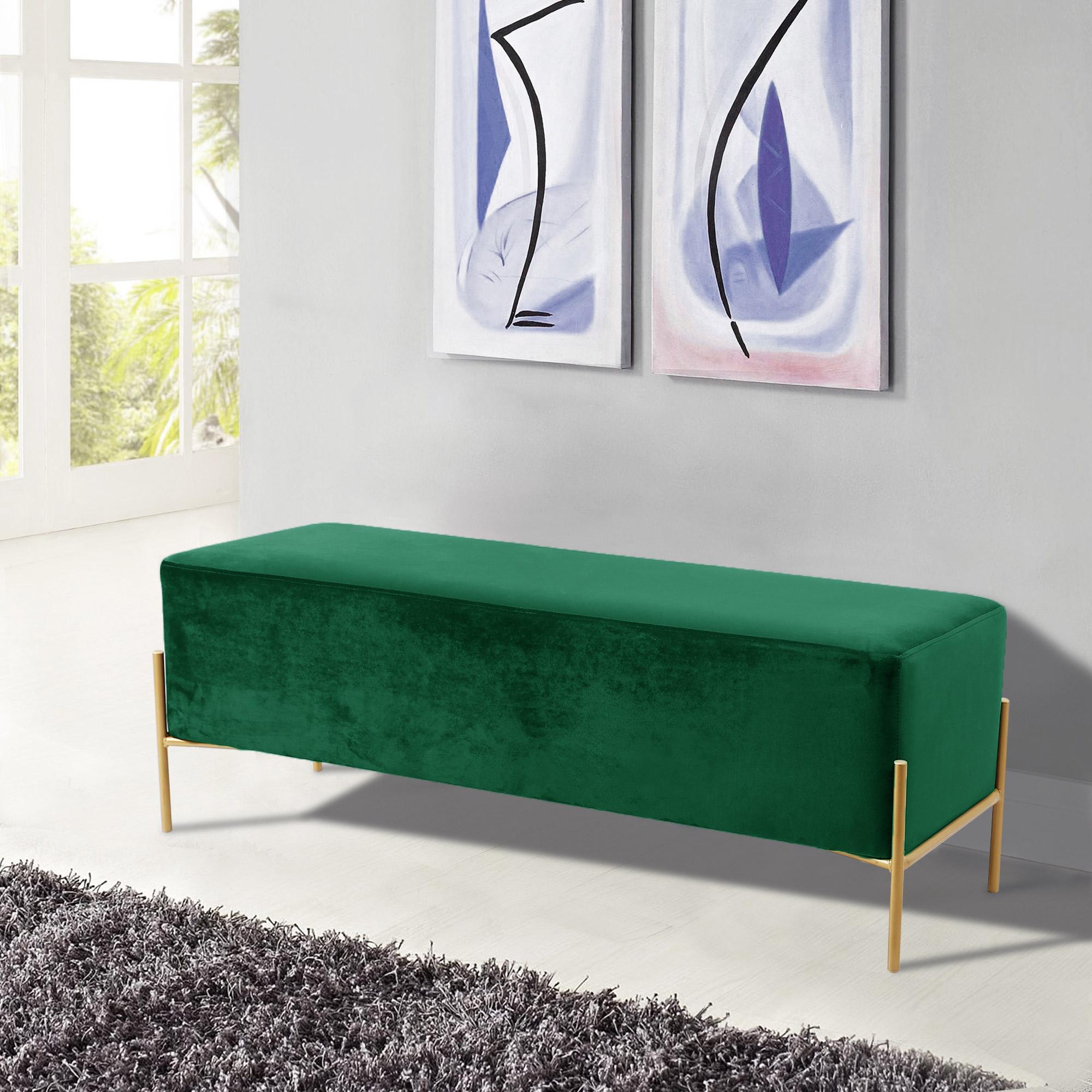 

    
Glam Green Velvet & Stainless Steel Bench ISLA 143Green Meridian Contemporary

