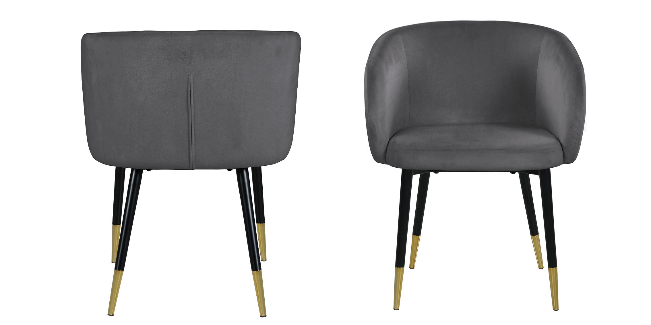 

    
Glam Grey Velvet Dining Chair Set 2Pcs LOUISE 733Grey Meridian Contemporary

