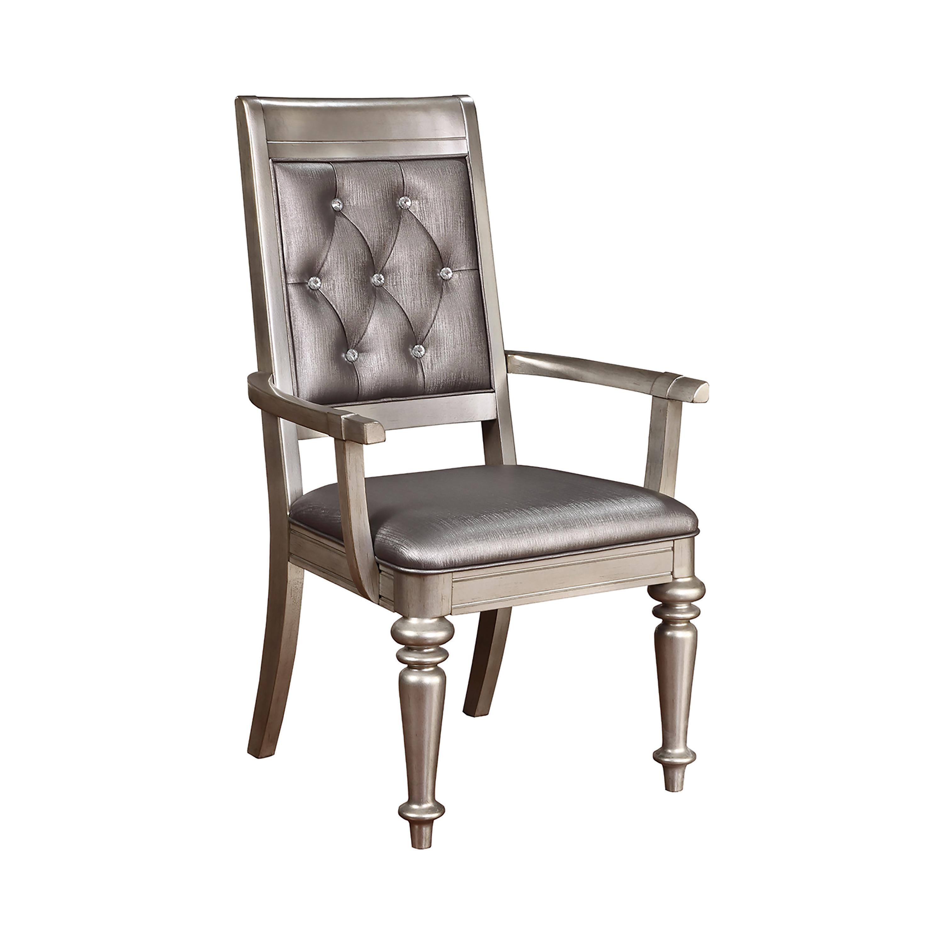 Contemporary Arm Chair Set 106473 Danette 106473 in Platinum Leatherette