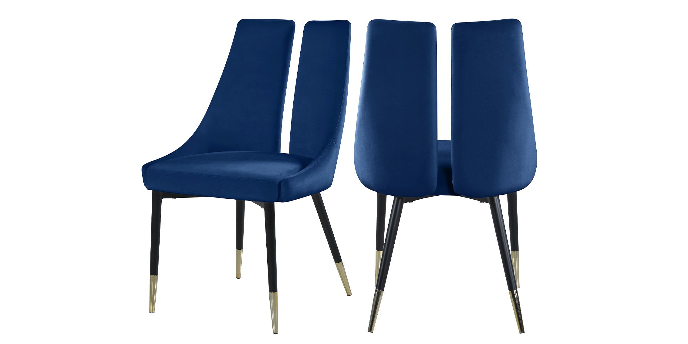 

    
Glam Navy Velvet Dining Chair Set 2Pcs SLEEK 944Navy-C Meridian Contemporary
