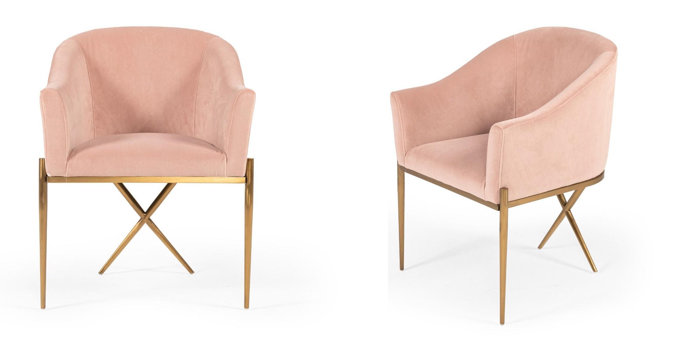 Contemporary, Modern Dining Chair Set VGMFOC-296-PK-CH-Set-2 VGMFOC-296-PK-CH-Set-2 in Pink Fabric