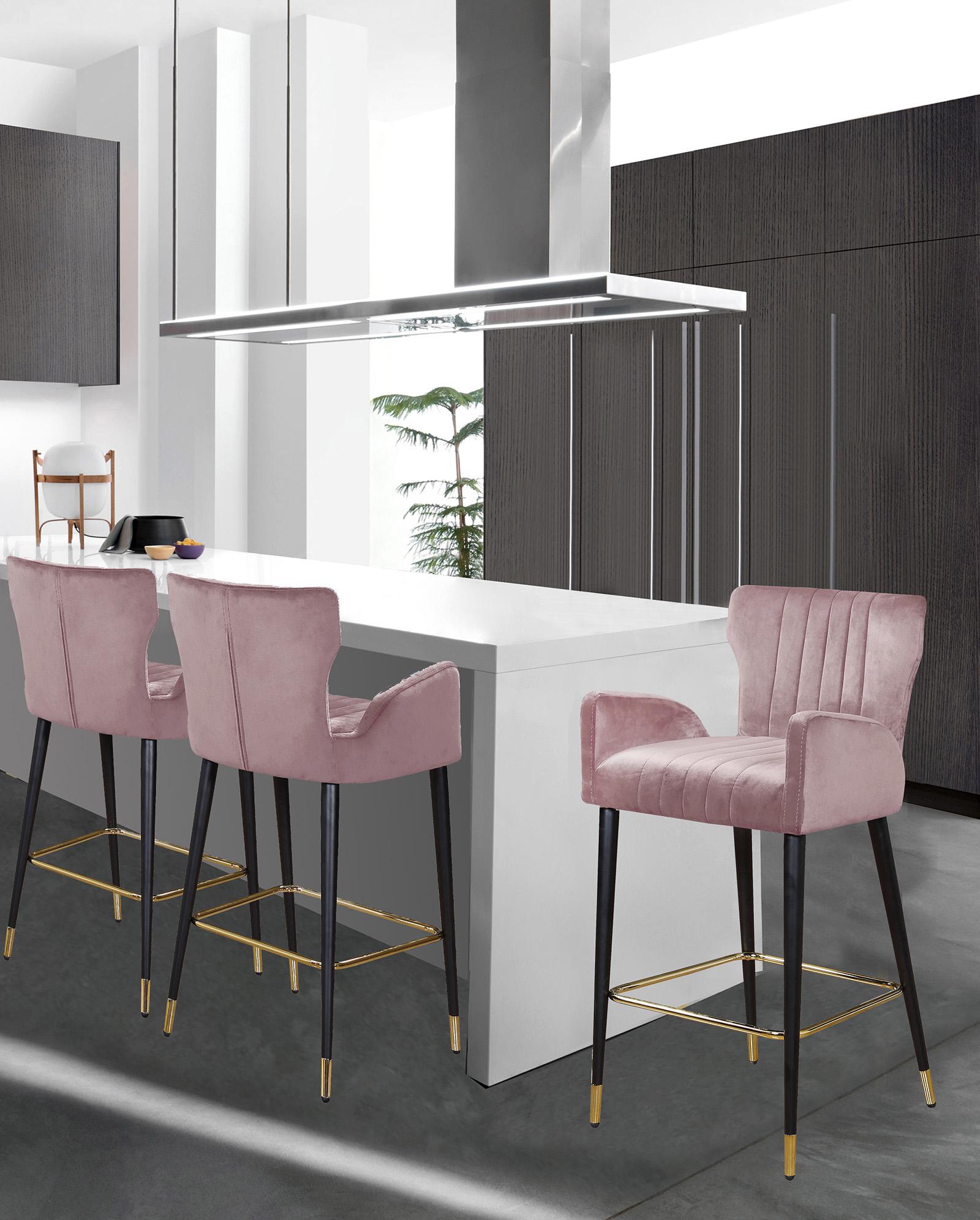 

    
Glam Pink Velvet Counter Stool Set 2Pcs LUXE 792Pink-C Meridian Modern
