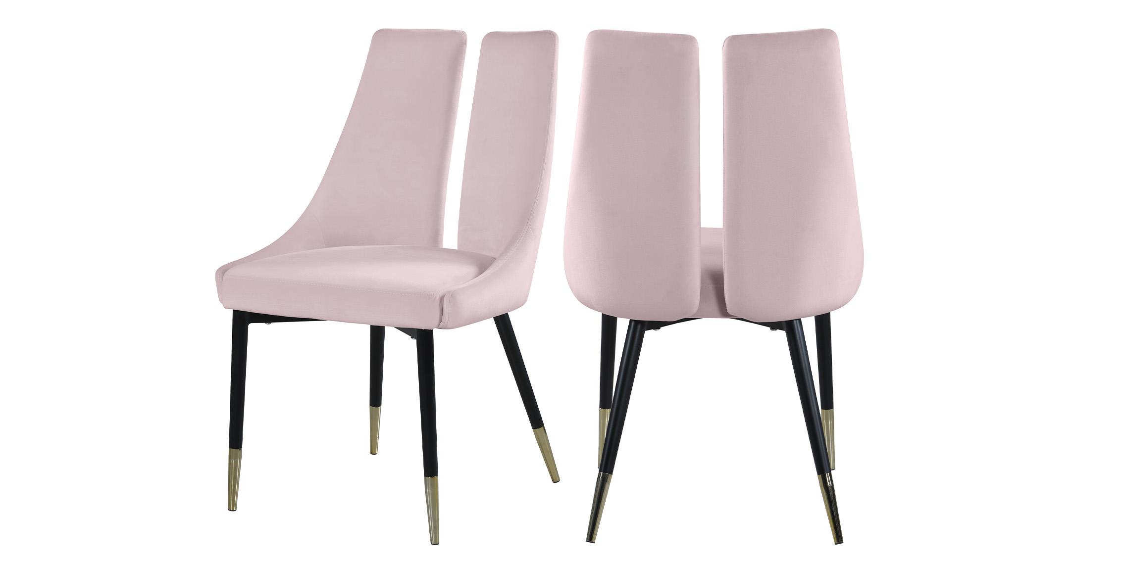 Contemporary, Modern Dining Chair Set SLEEK 944Pink-C 944Pink-C in Pink, Gold Velvet