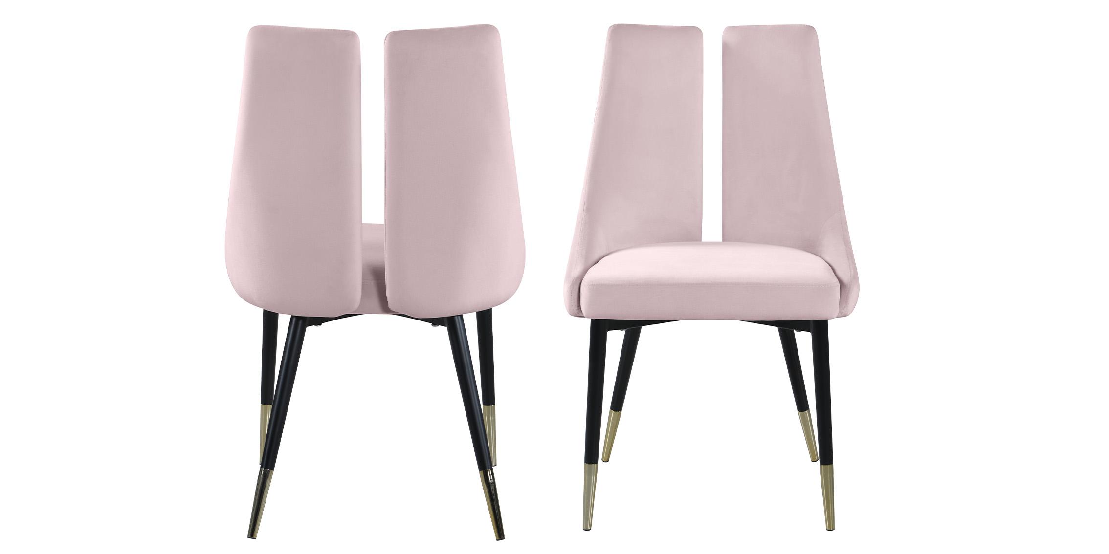 

        
Meridian Furniture SLEEK 944Pink-C Dining Chair Set Pink/Gold Velvet 753359807058
