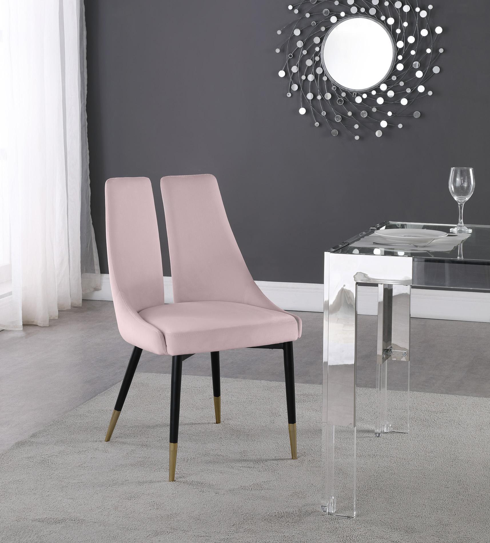 

    
Glam PINK Velvet Dining Chair Set 2Pcs SLEEK 944Pink-C Meridian Contemporary
