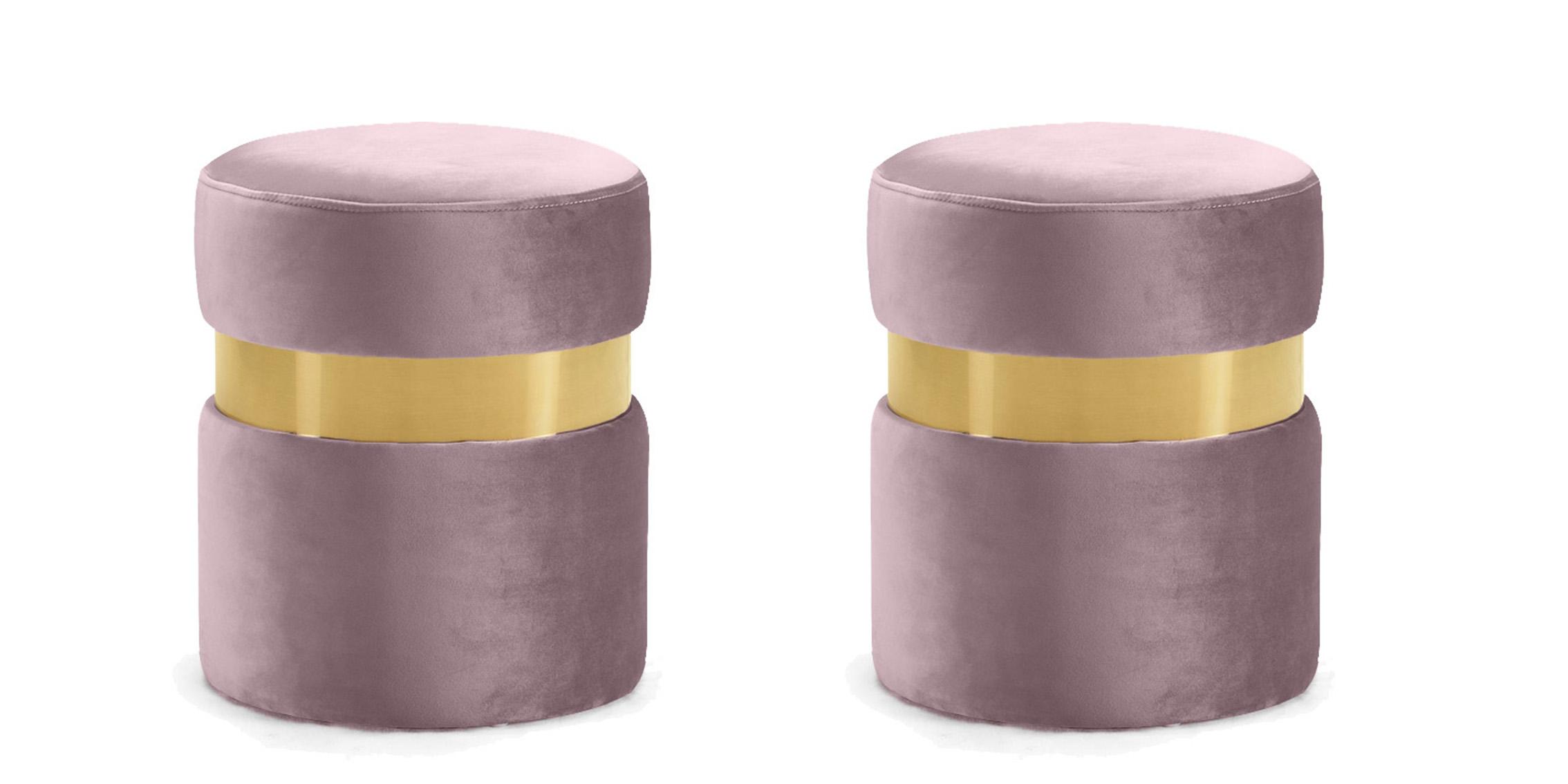 

    
Glam Pink Velvet Ottoman Set 2Pcs HAILEY 132Pink Meridian Contemporary Modern
