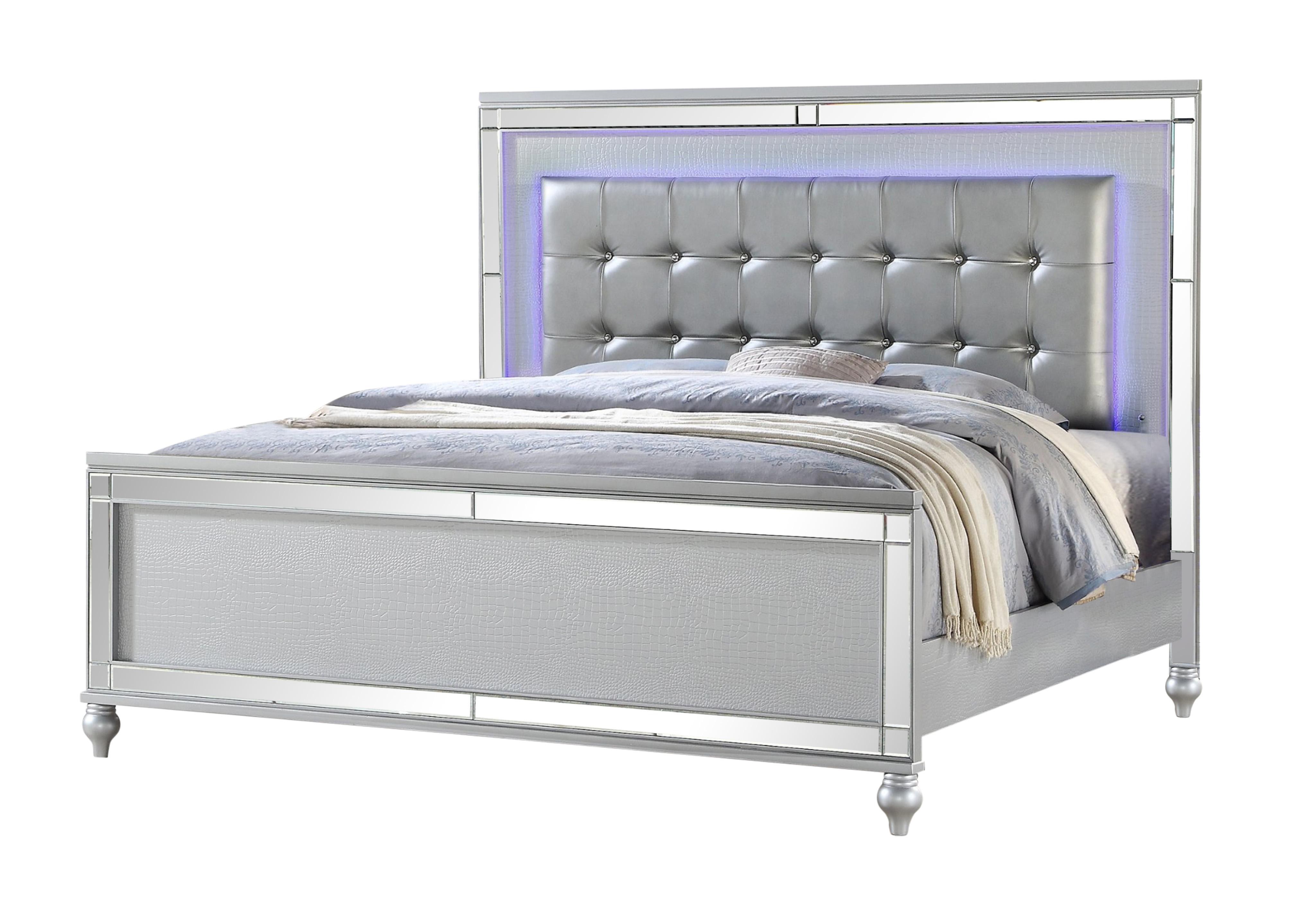 Contemporary, Modern Panel Bed STERLING Silver GHF-808857633361 in Silver Eco-Leather