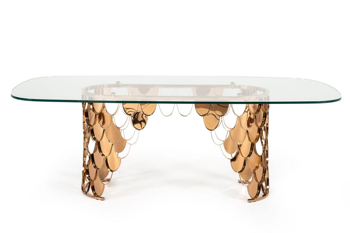 Contemporary, Modern Dining Table Javier VGVCT088L in Gold, Black 