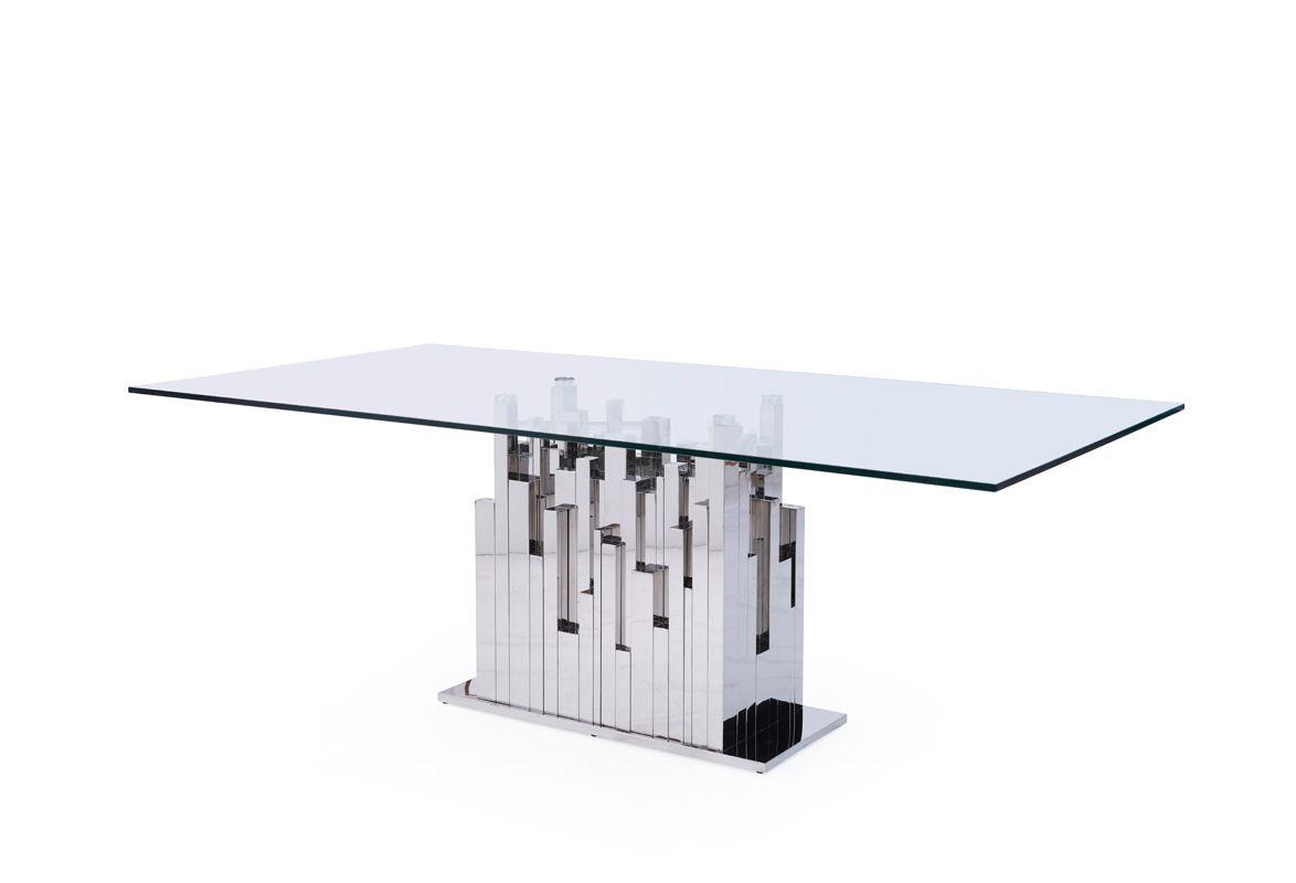 

    
Modern Glass & Stainless Steel Dining Table by VIG Modrest Edwin
