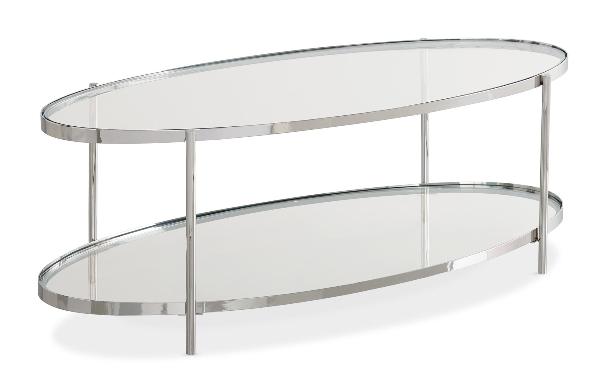 Contemporary Coffee Table OVAL COCKTAIL TABLE 9261-020-401 in Silver 