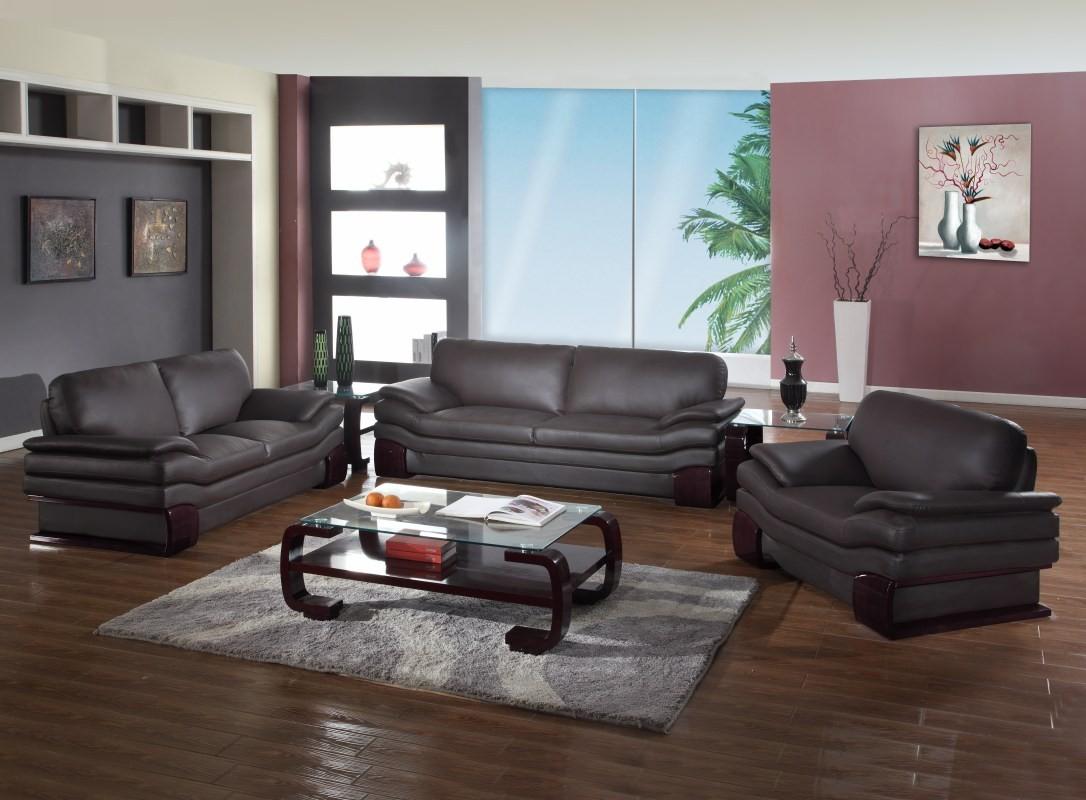 

    
Contemporary Brown Premium Leather Match Sofa Set 3Pcs Global United 728
