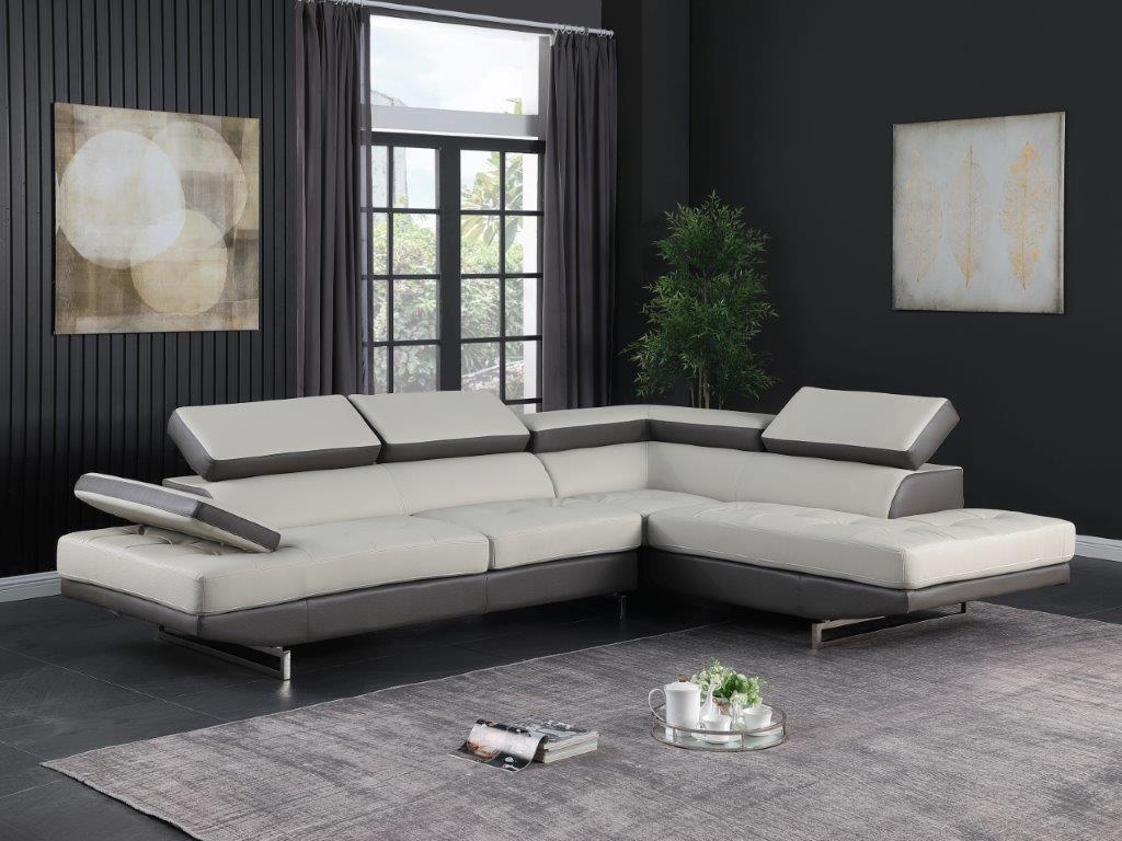 

    
LIGHT GRAY/DARK GRAY Faux Leather Air Sectional RAF Contemporary Global United 8136-SEC

