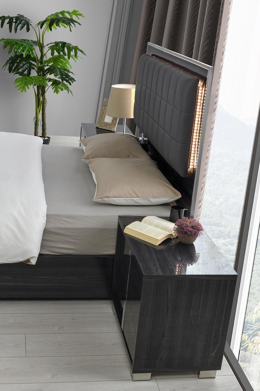 

    
Gloss Grey Finish Queen Bed w/LED light Modern J&M Giulia
