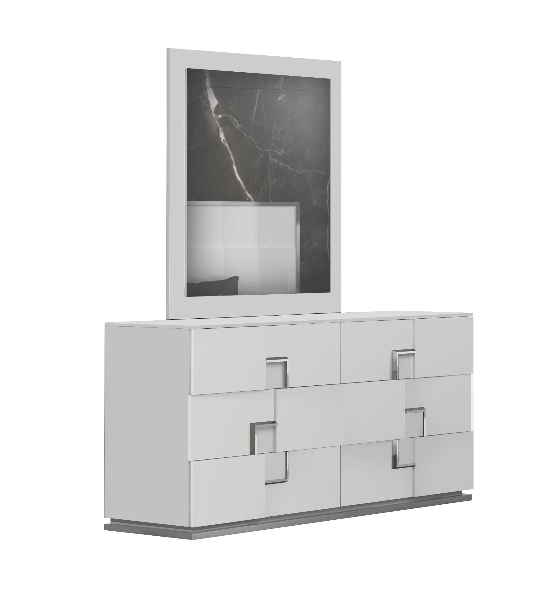 Contemporary, Modern Dresser With Mirror Infinity 17441-2pcs in White 