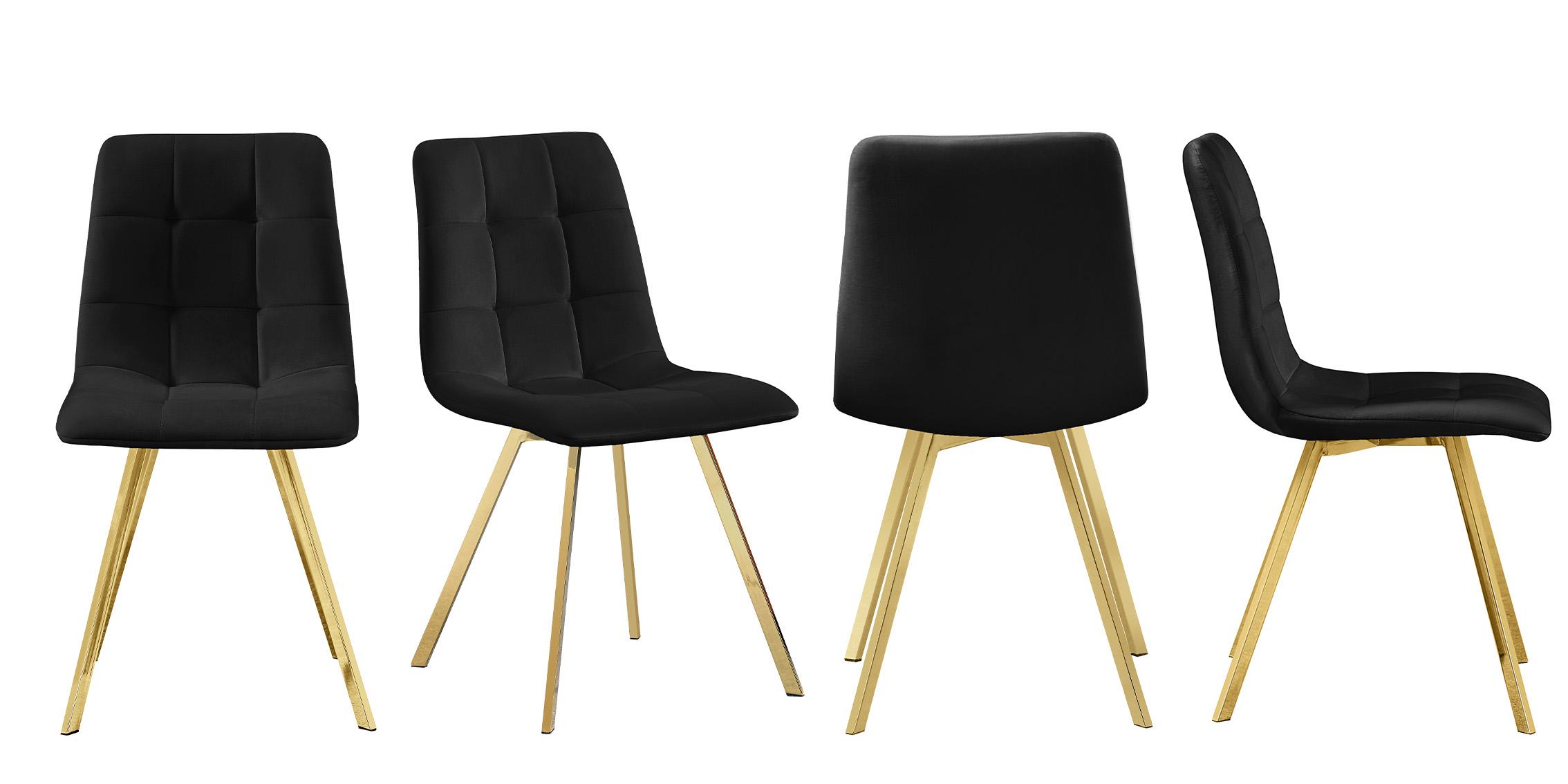 

    
Gold & Black Velvet Dining Chair Set 4 Pcs ANNIE 979Black-C Meridian Modern
