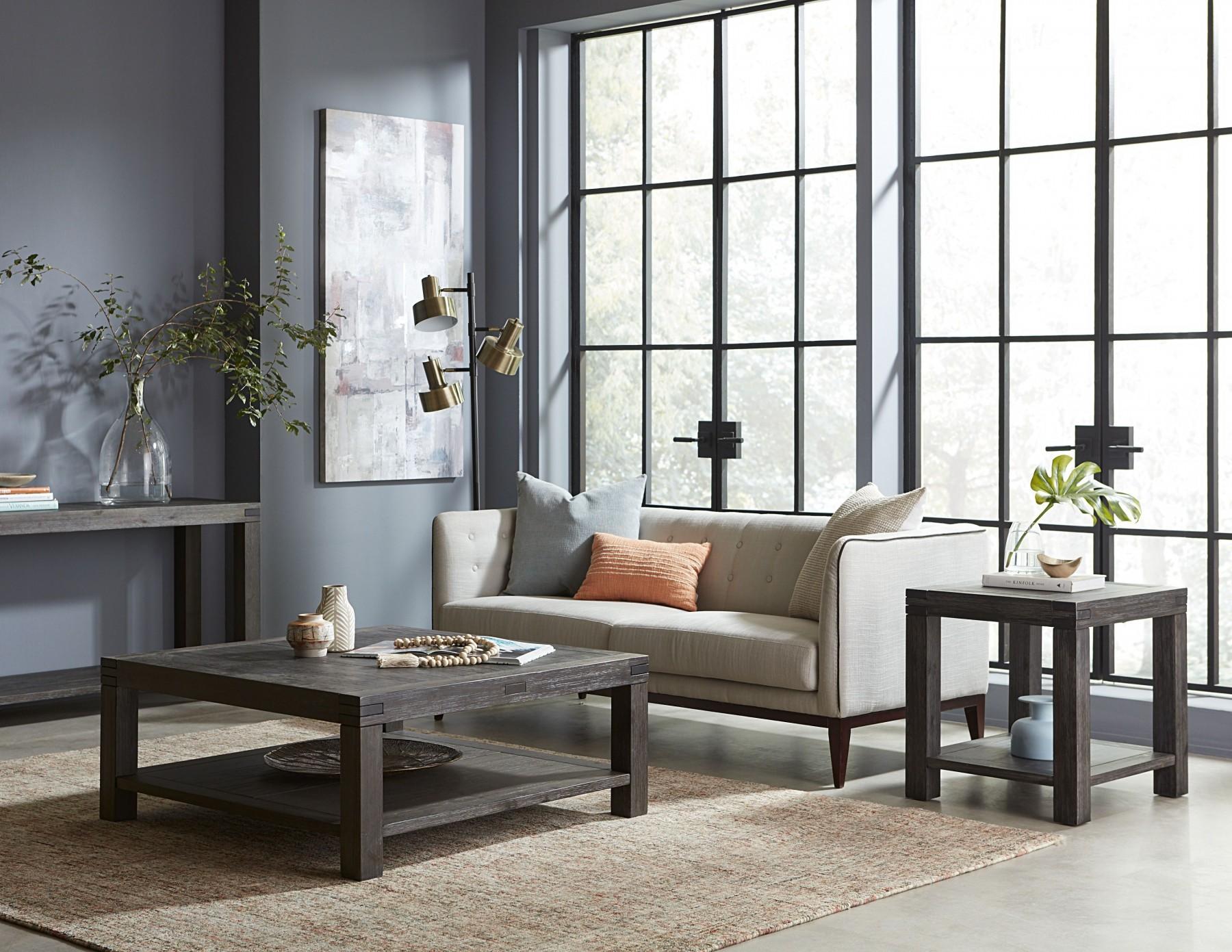 Rustic Coffee Table Set MEADOW 3FT321-2PC in Graphite 